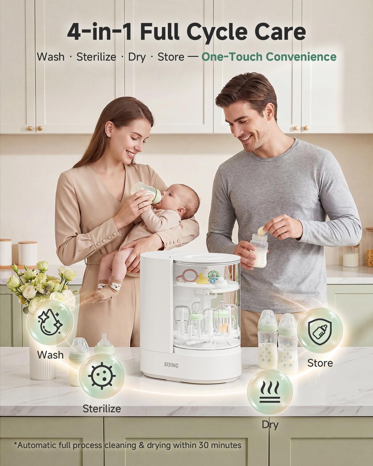 Detalle de SIJING Baby Bottle Washer with Glass Chamber