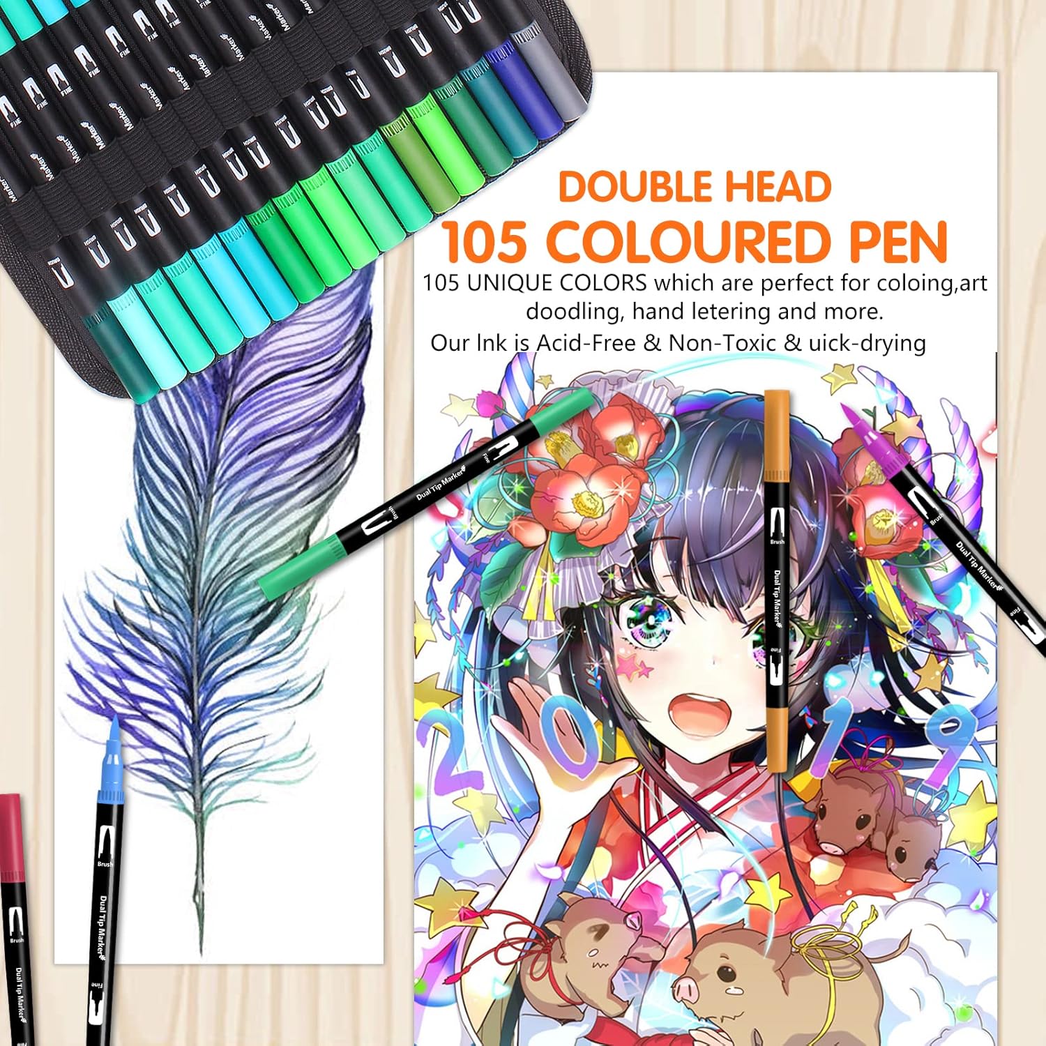 Thumbnail 4 de Melifluo 105 Dual Tip colouring pens 105 🎨