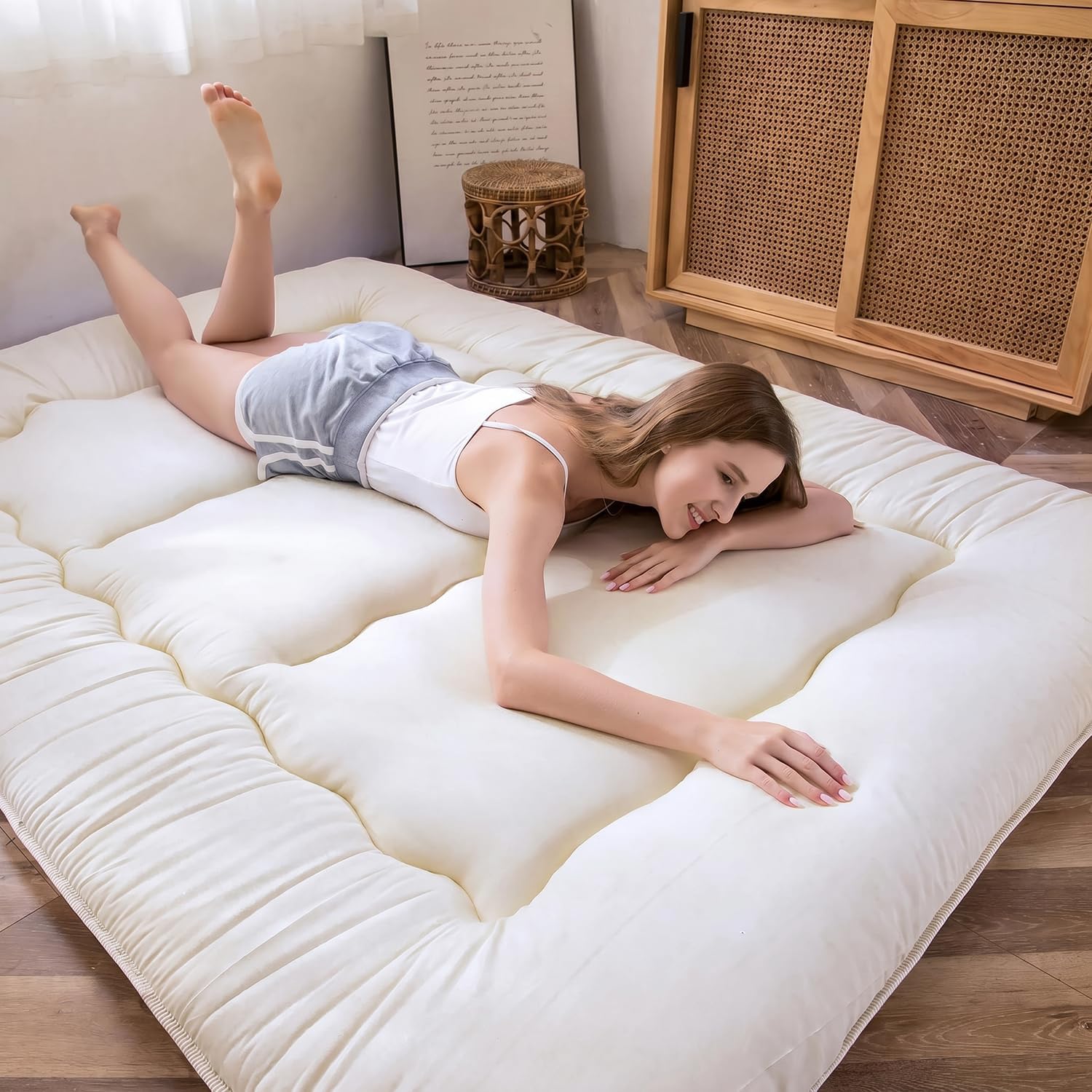 Thumbnail 3 de MAXYOYO 2502-(series) Queen Floor Futon, 4-Inch Foldable Mattress, Off-White