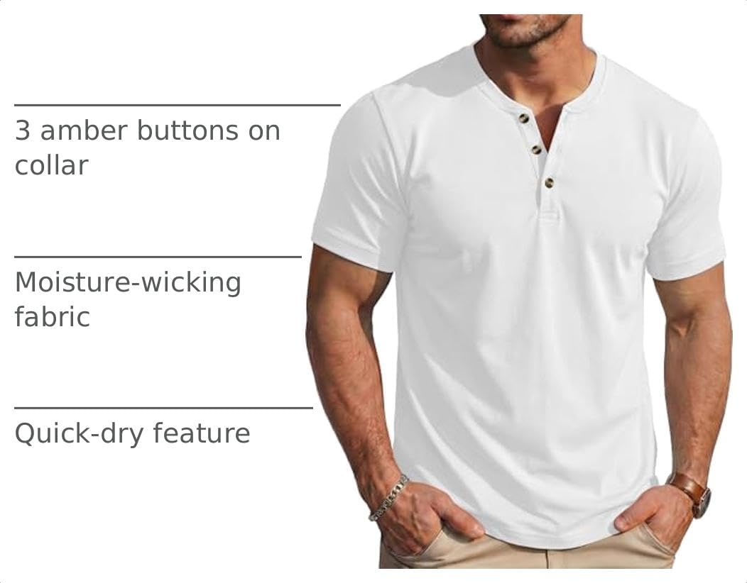 Detalle de MAGCOMSEN Men's Short-Sleeve Henley Shirt