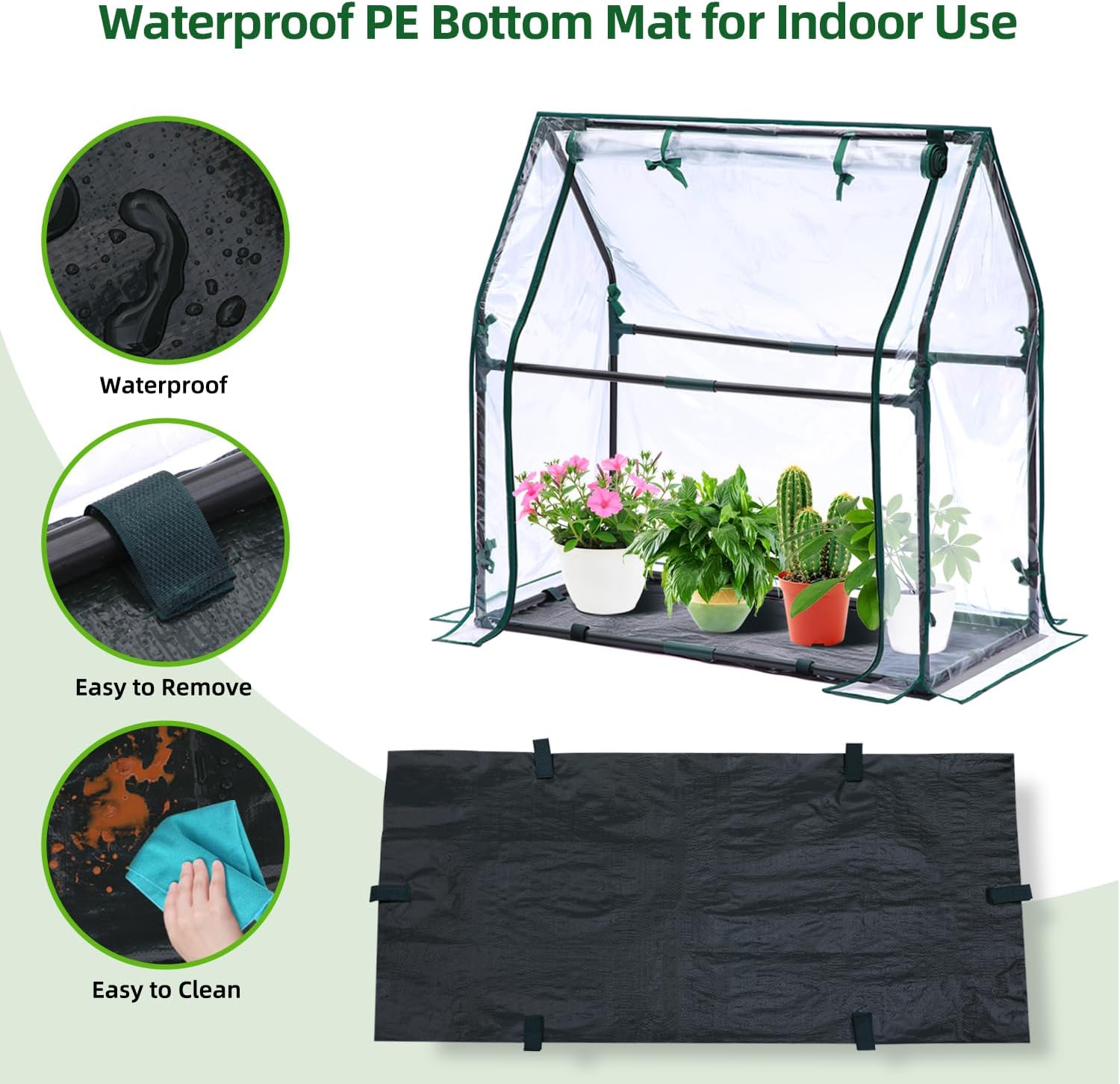 Detalle de Ohuhu Mini Tabletop Greenhouse with Waterproof Pad – Portable humidity dome for small plants & seedling germination