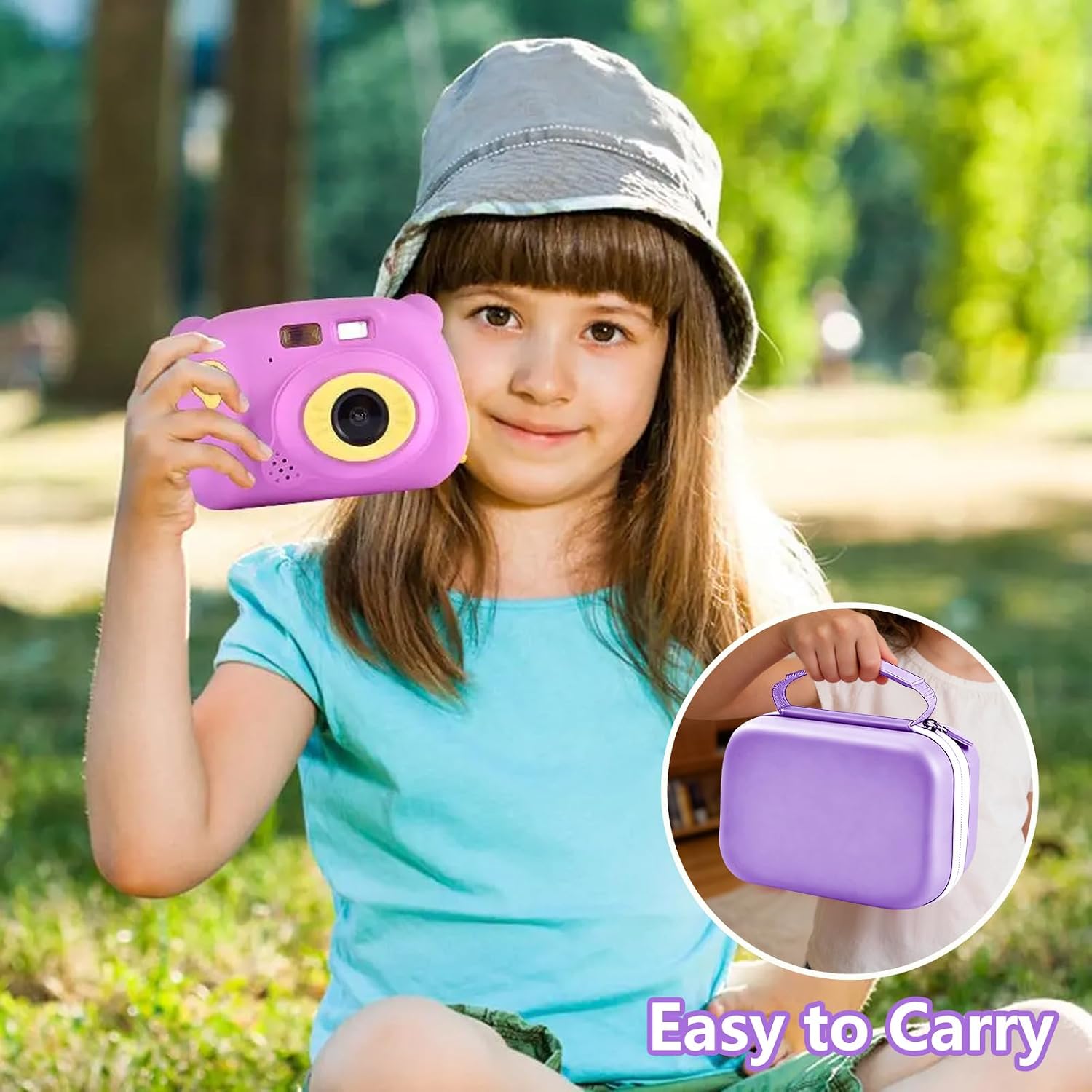 Thumbnail 5 de Kids Camera Case for Instant Print Cameras (Purple) – Fits ETIKEZ, Hangrui, HiMont and More