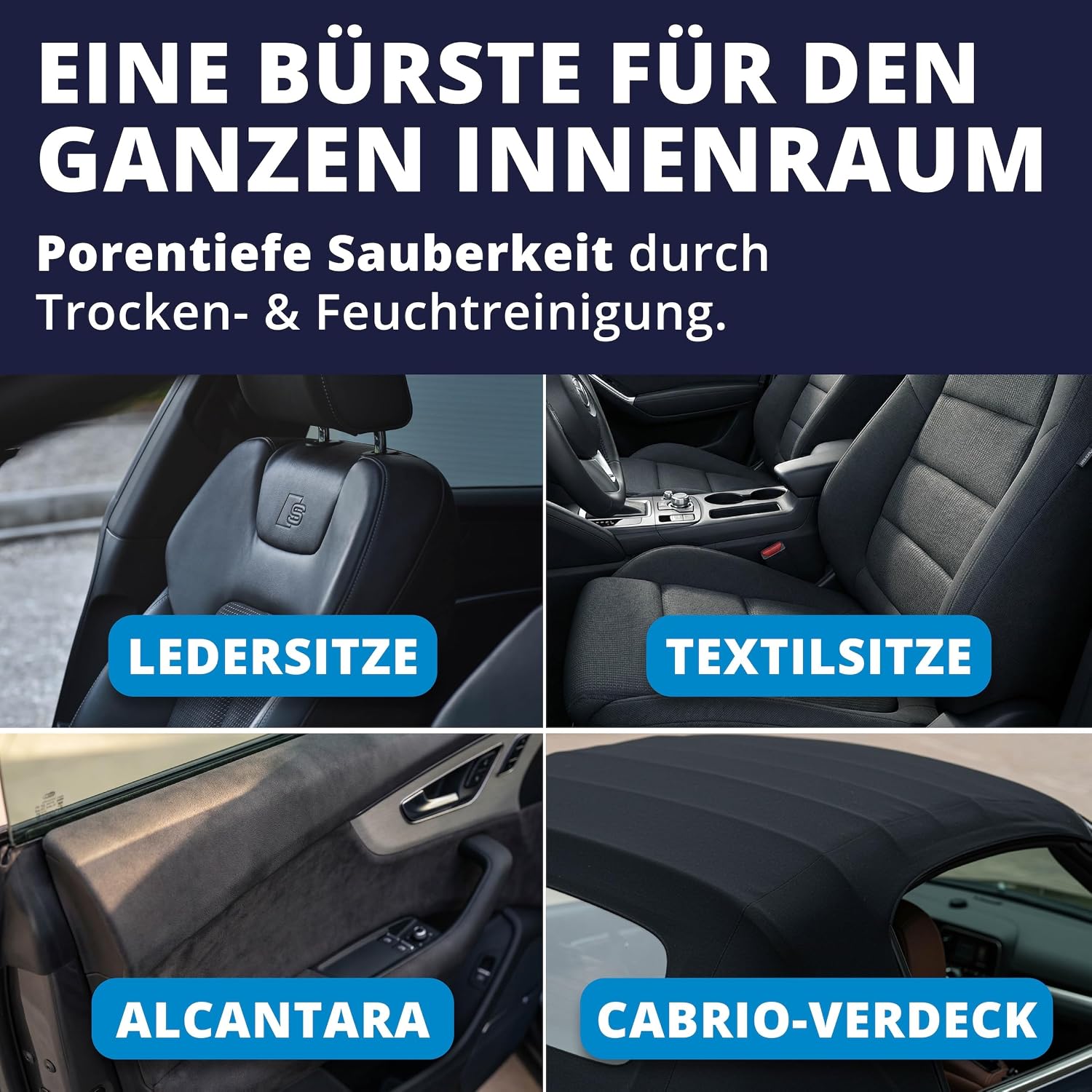 Detalle de LICARGO Textil- & Lederbürste Auto (Made in Germany) – weiche Polsterbürste für Autositze, Alcantara, Teppich & mehr