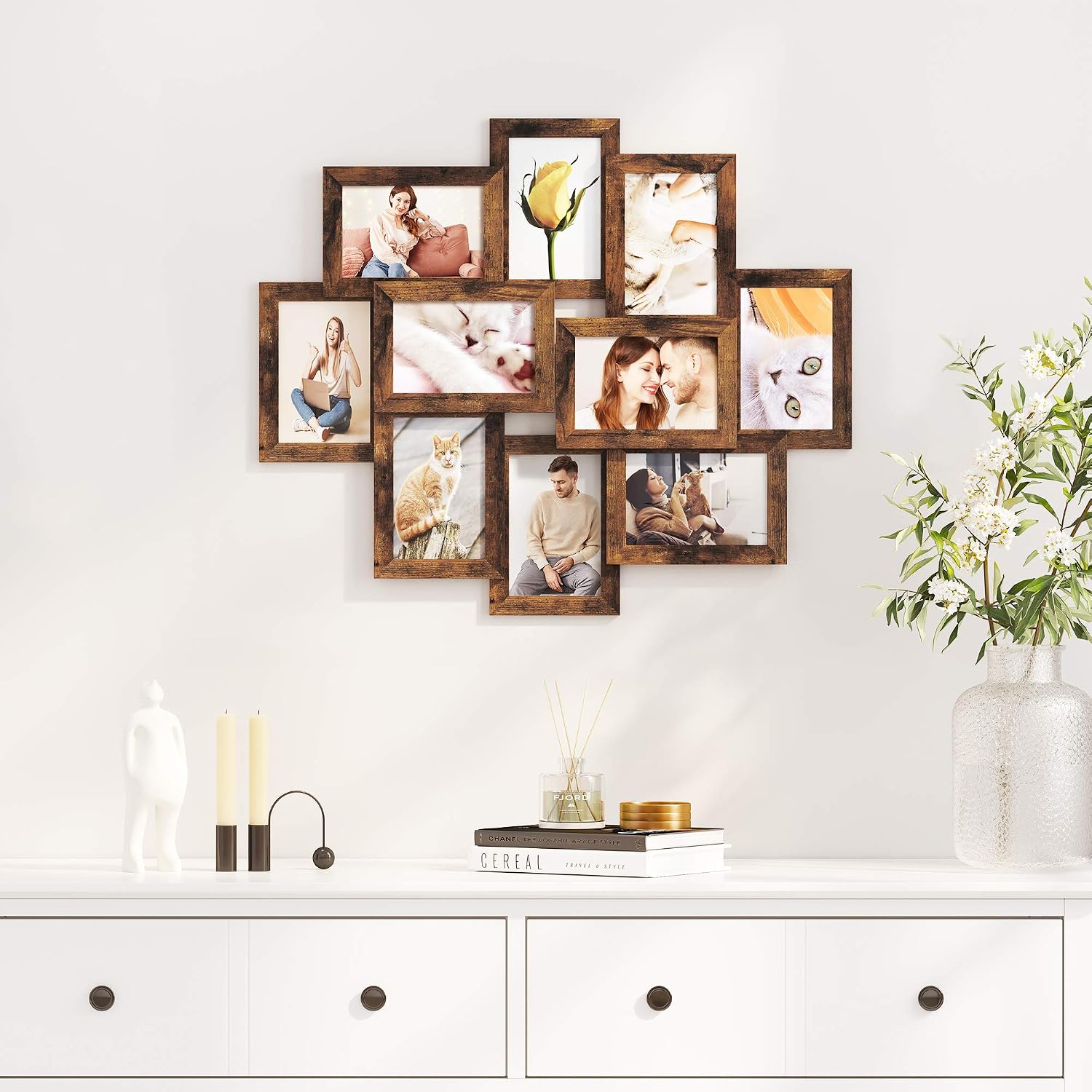 Detalle de SONGMICS Kavi RPF020X01 10-photo collage frame, MDF, rustic brown