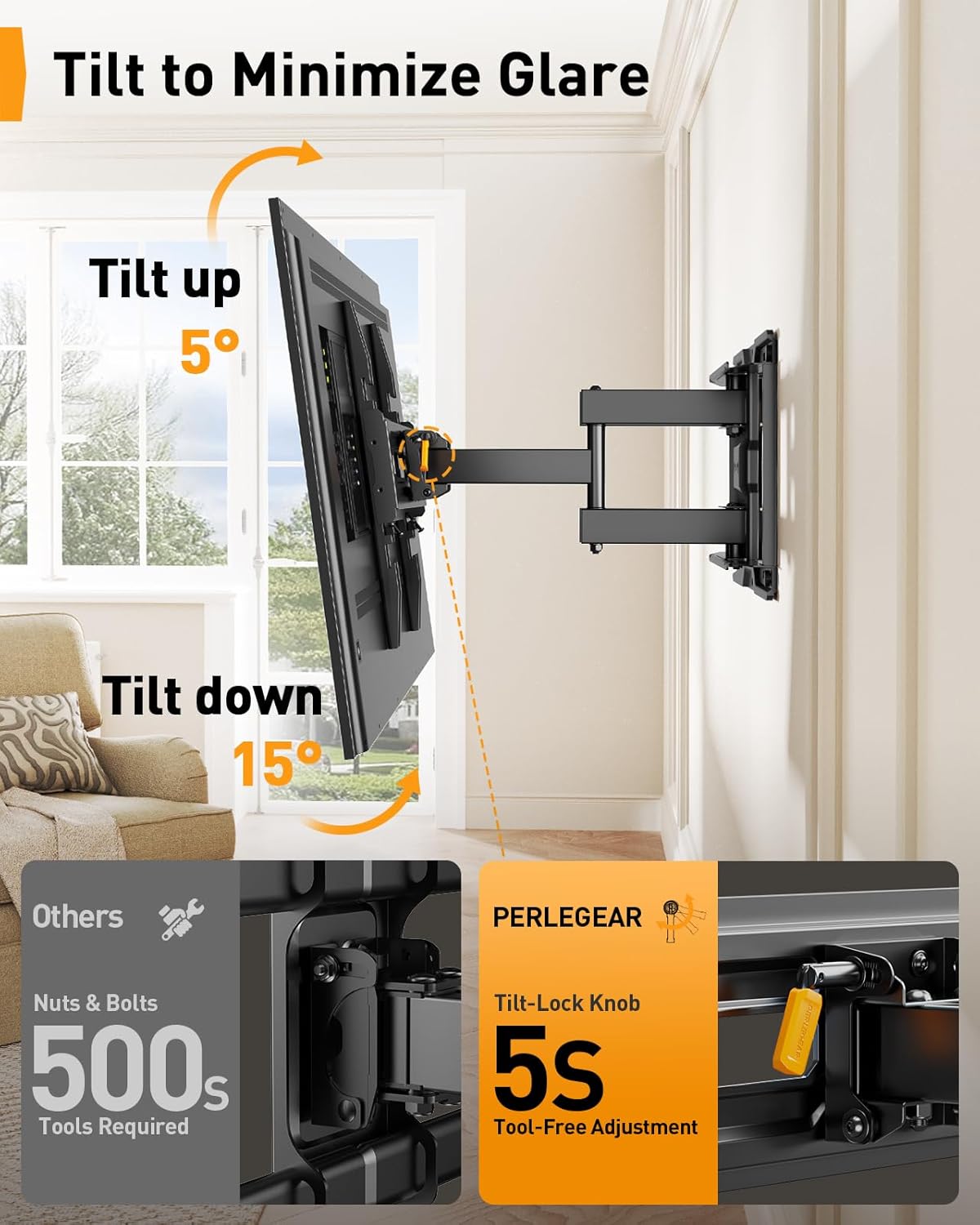 Thumbnail 4 de Perlegear PGMF21 Full Motion TV Mount 99 lbs