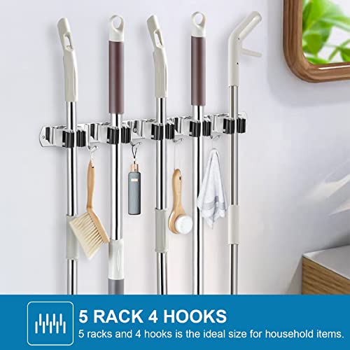 Detalle 2 de IMILLET 2 Pack Wall Mount Broom Holder — 5 Racks 🧹