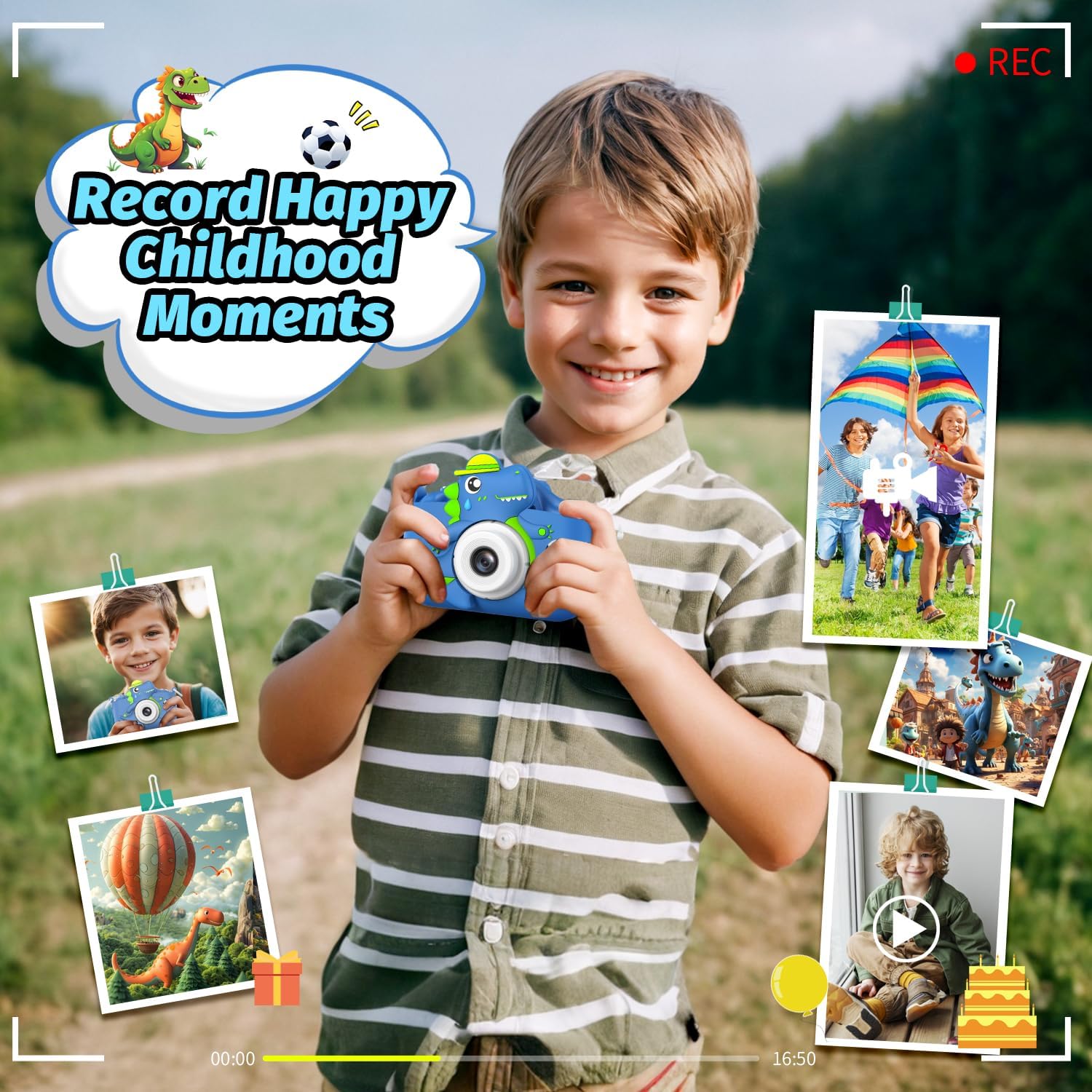 Thumbnail 3 de Cimizi H33 Dinosaur Kids Camera with Dual Cameras, 1080p Video and 8GB SD Card