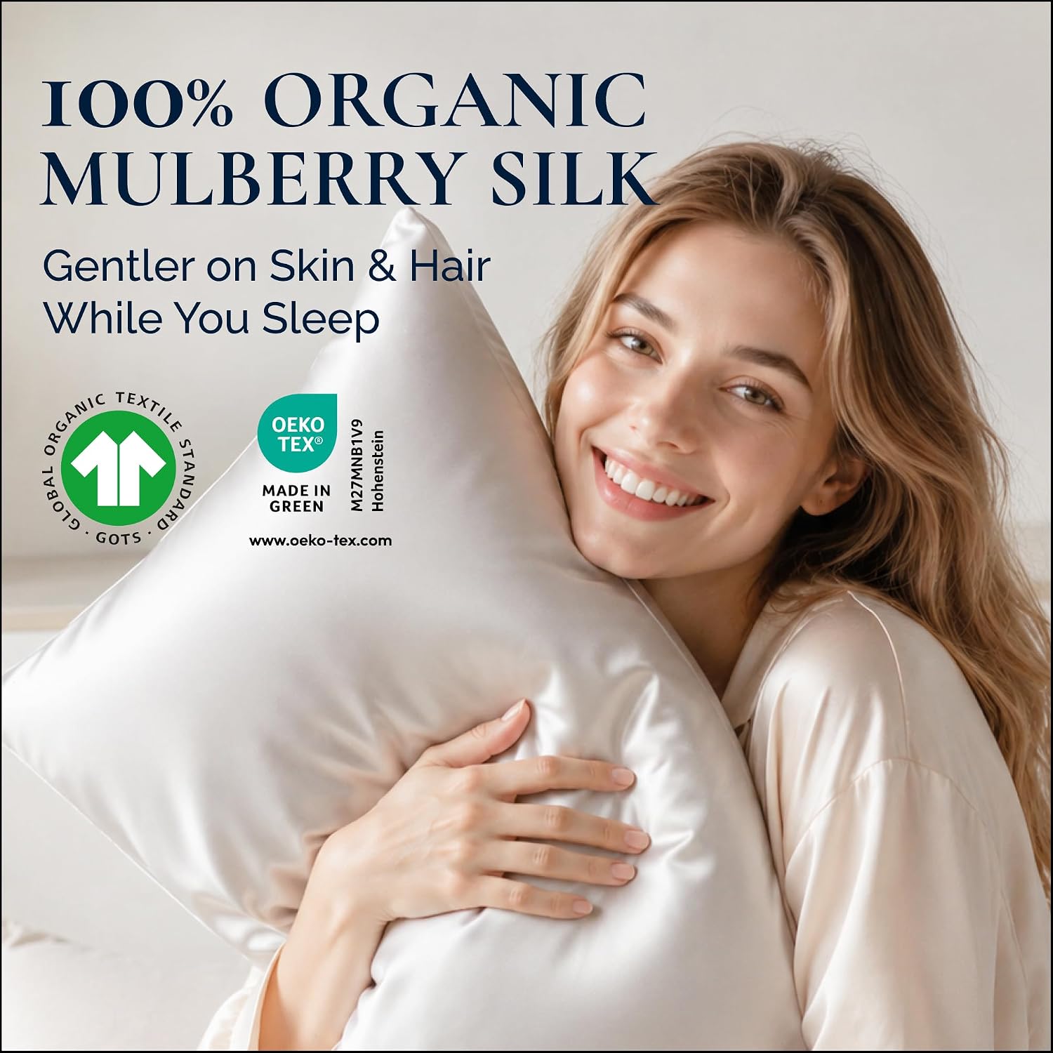 Detalle 2 de RENESSY® Silk Pillowcase Queen, 22 Momme Organic Mulberry Silk, Sage Green