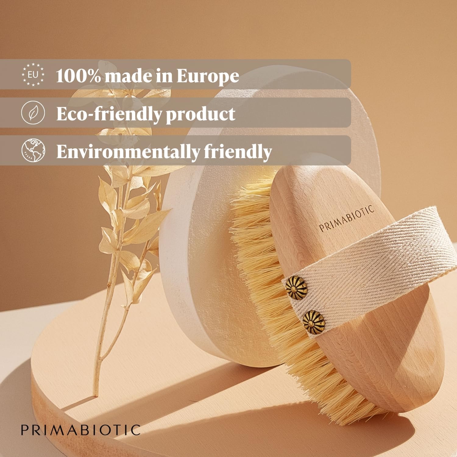 Detalle 1 de Primabiotic Cepillo de masaje corporal ecológico 🌿 con bolsa
