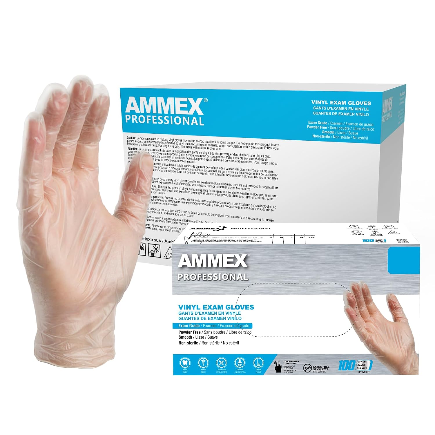 Thumbnail 6 de AMMEX Clear Vinyl Exam Gloves 3 Mil