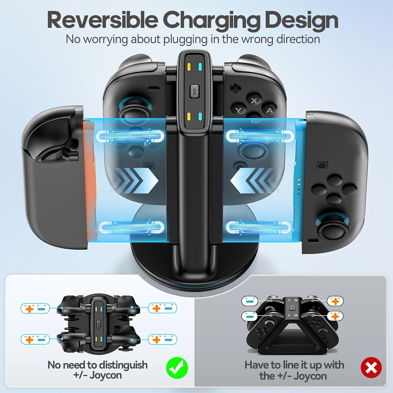 Detalle 2 de Switch 2 Joycon Charger with 9 RGBs: Magnetic 4-in-1 Dock for Switch 2 Controllers