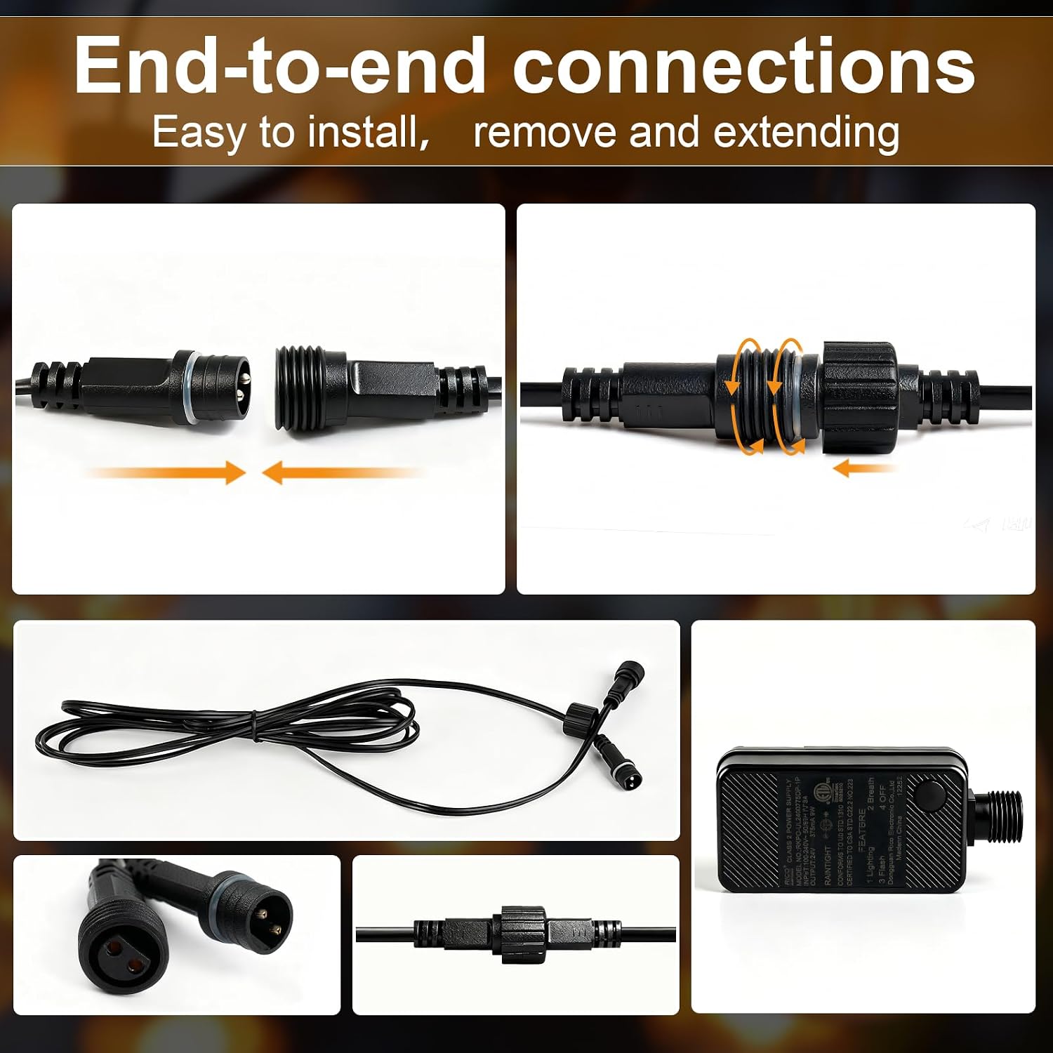 Thumbnail 2 de AODLEDY Outdoor LED String Lights, 50 ft (40+10) with Remote and 19+1 Bulbs