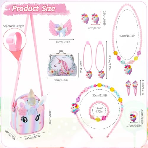 Detalle 2 de Yamitora Einhorn-Handtasche & Schmuck Set für Mädchen – Verspieltes Einhorn-Geschenk für 2–6 Jahre