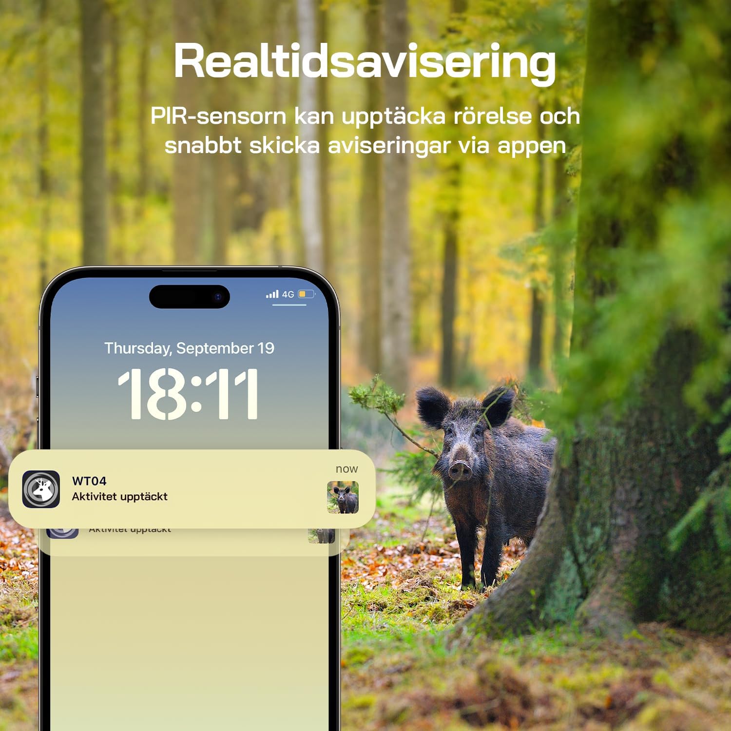 Detalle de WOLFANG WT04 4G-viltkamera med solpanel, 2,5K-livevideo och 120° synfält