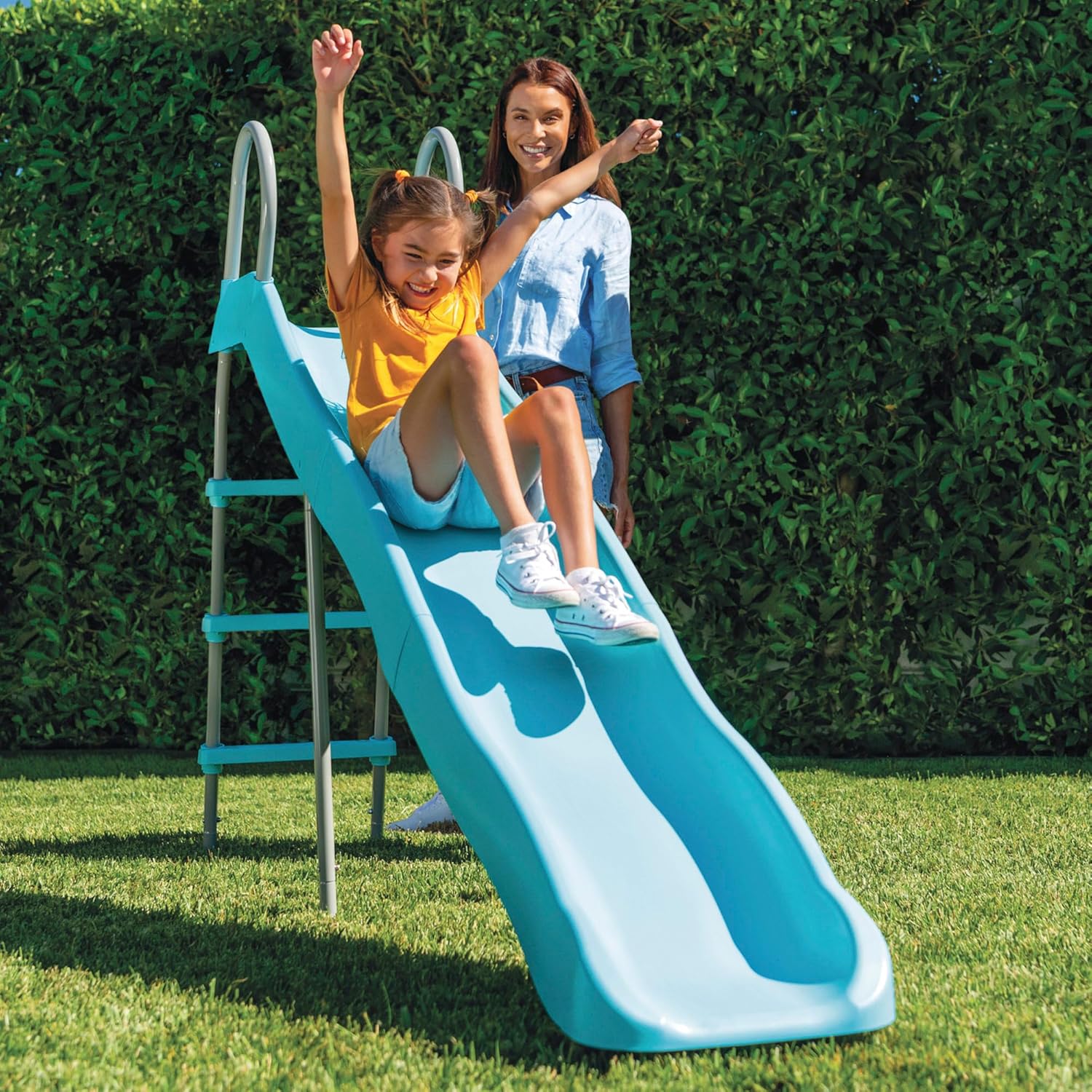 Detalle de Toboggan Extérieur Enfant INTEX XL – 251 cm, bleu clair, 3 marches, résistance à la rouille