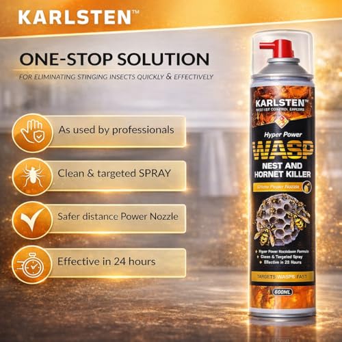 Detalle de Karlsten Hyper Power Wasp Nest Killer & Hornet Killer 600 ml – Long Range 5 Metre Spray