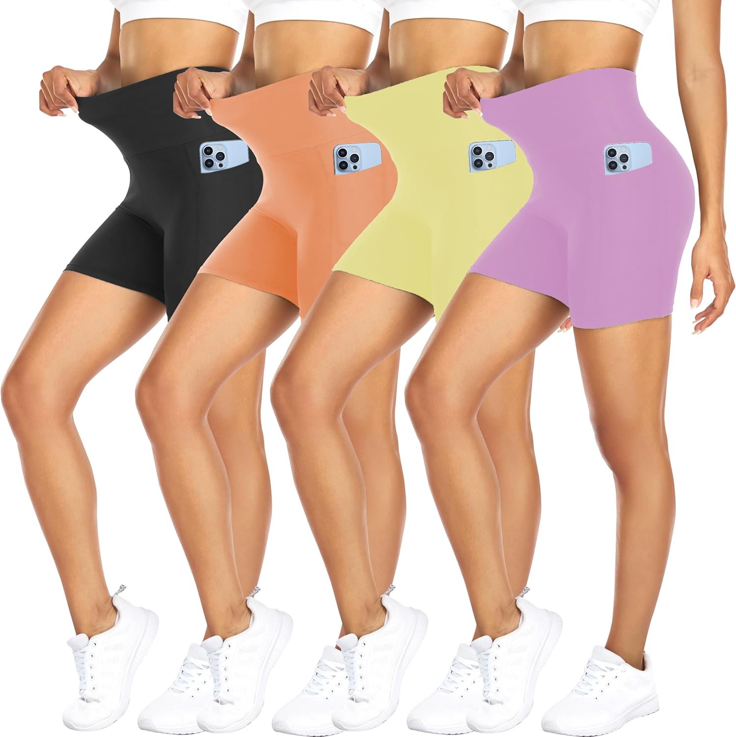 Thumbnail 6 de FULLSOFT 4 Pack Biker Shorts for Women with Pockets – 5" High Waisted