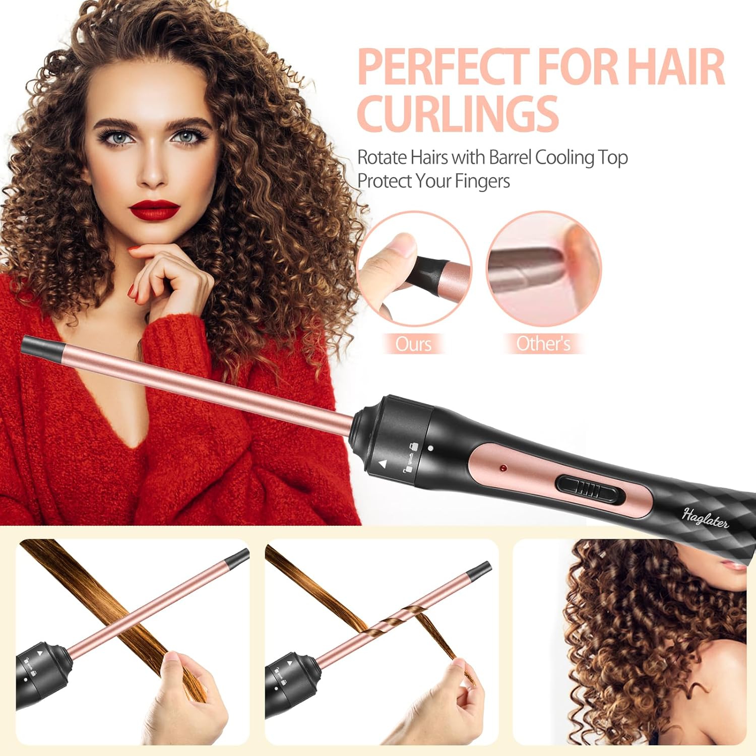 Thumbnail 2 de Lockenstab Kleine Locken – Haglater Mini Lockenstäbe 9 mm mit 2 Temperaturen (180/210 °C)