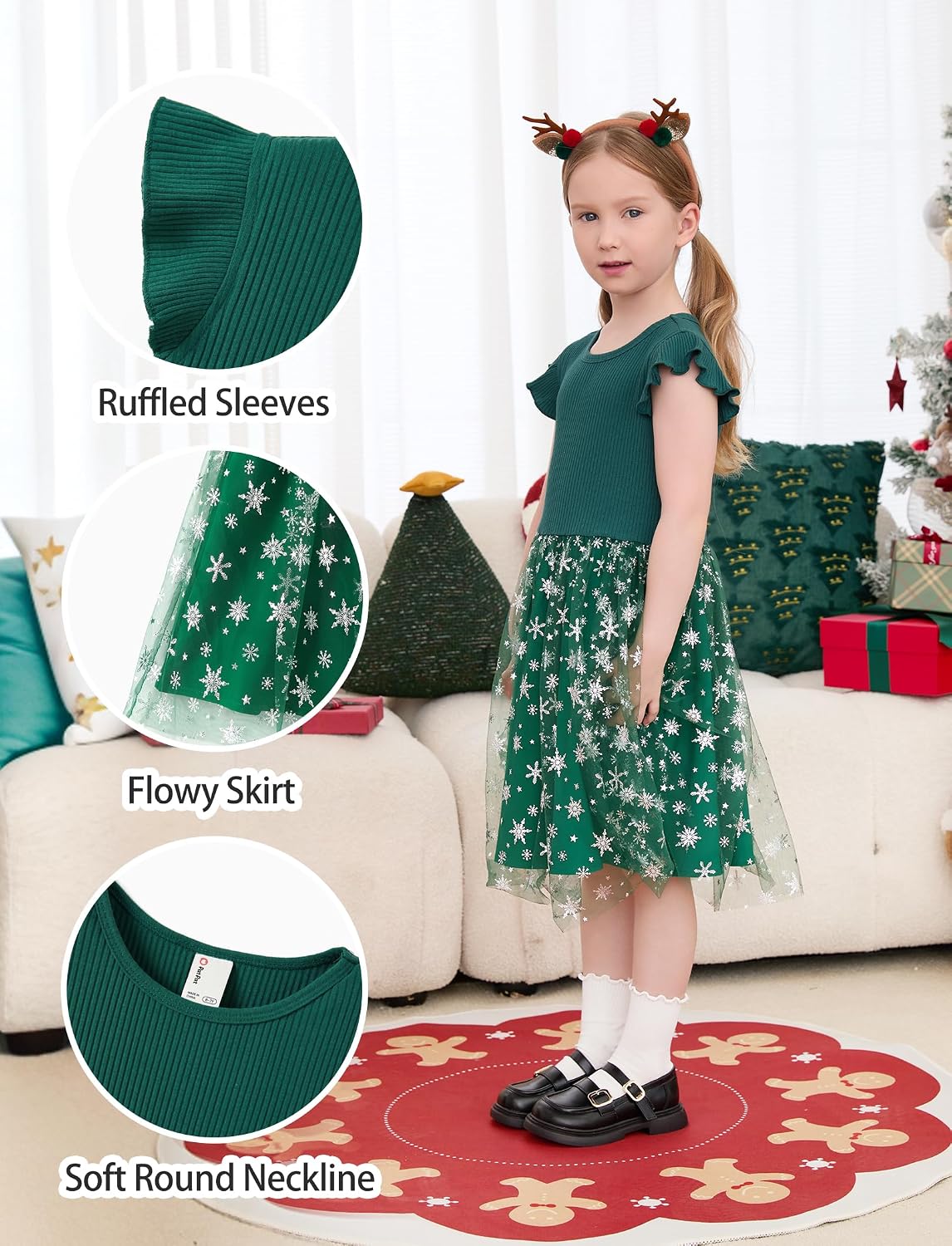Detalle 1 de PATPAT 580361 Girls' Tulle Tutu Dress, Cotton-Spandex Knit and Mesh