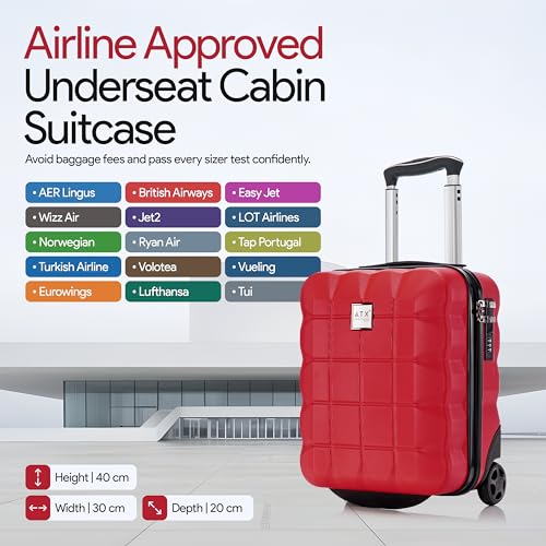 Detalle de ATX Luggage 40x30x20cm Underseat Cabin Bag (Wine Red) – 24 Litres