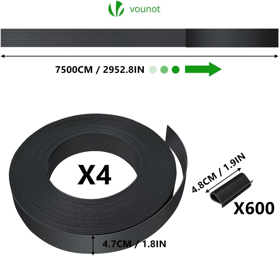 Thumbnail 3 de Kit de lamelles occultantes PVC VOUNOT 300 m × 4,7 cm — 4 rouleaux et 600 clips