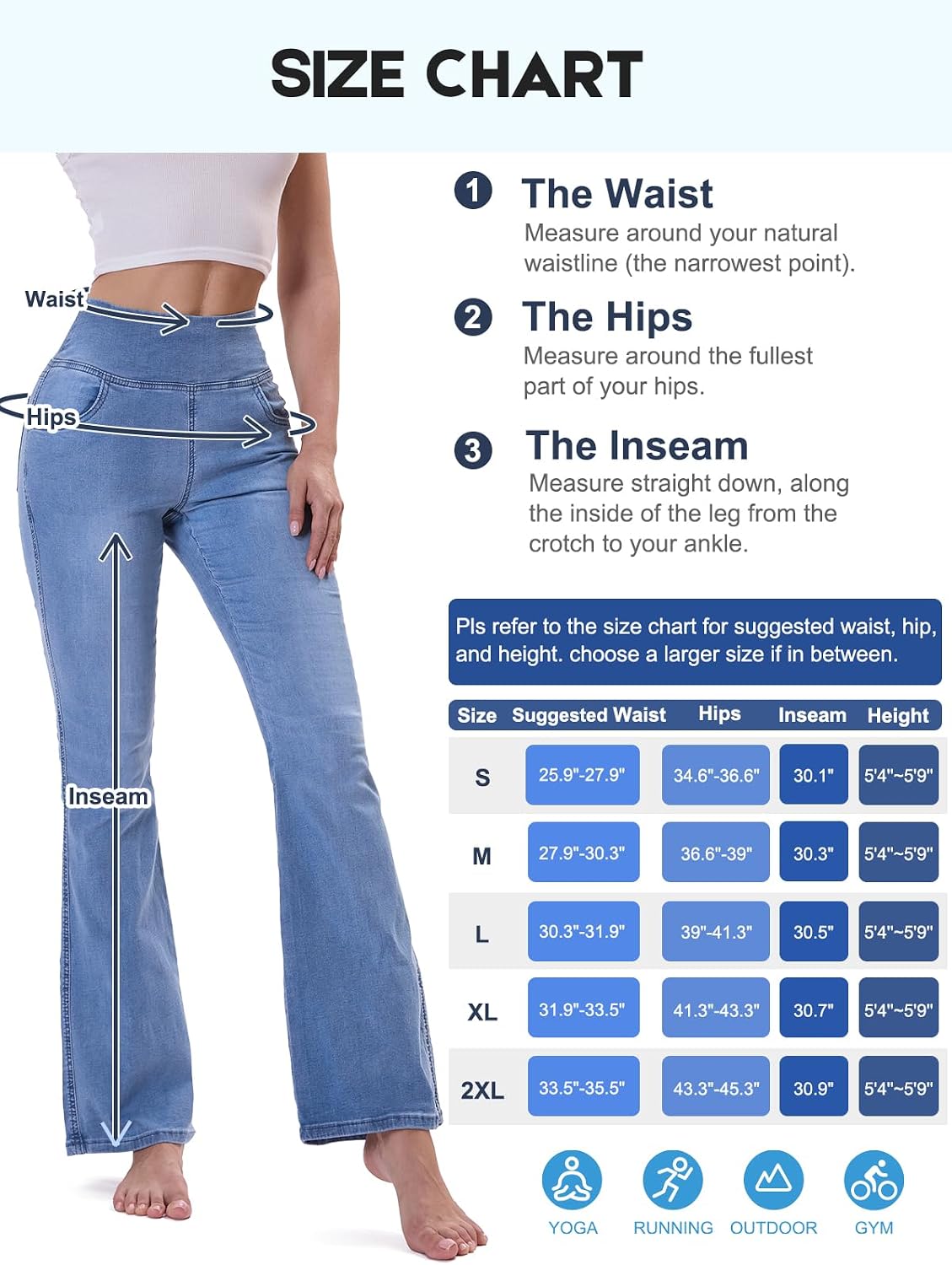 Detalle de Chasehot pull-on flare jeans for women with tummy control panel and high waist