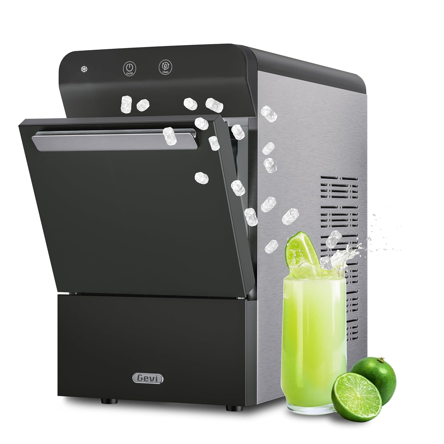 Detalle de Gevi GIMN- 1000B Nugget Ice Maker, 38 lb/24h, Black, Self-Cleaning