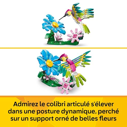 Detalle de LEGO Creator 3-en-1 Animaux Sauvages : Colibri Coloré (31384) – Jeu de construction imaginatif pour enfants à partir de 8 ans