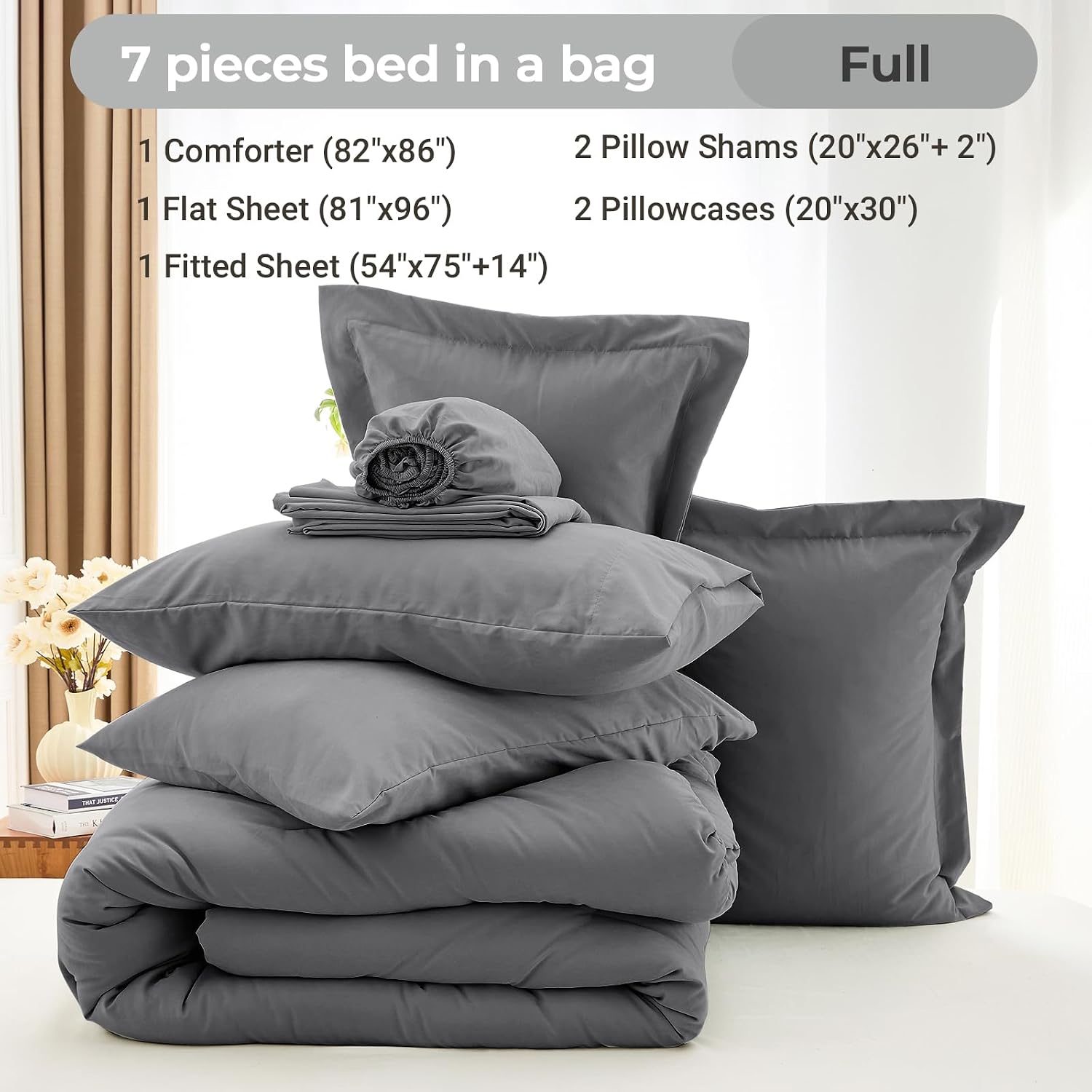 Detalle 2 de MUXHOMO Full Comforter Set 7-Piece, Full Bedding