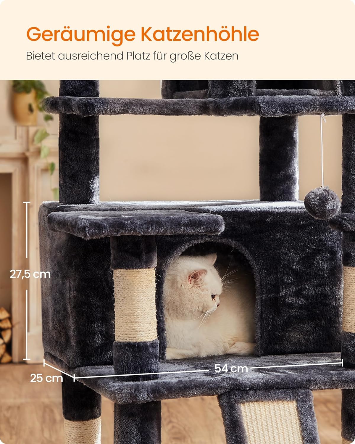 Thumbnail 4 de Feandrea Kratzbaum XXL 169 cm rauchgrau