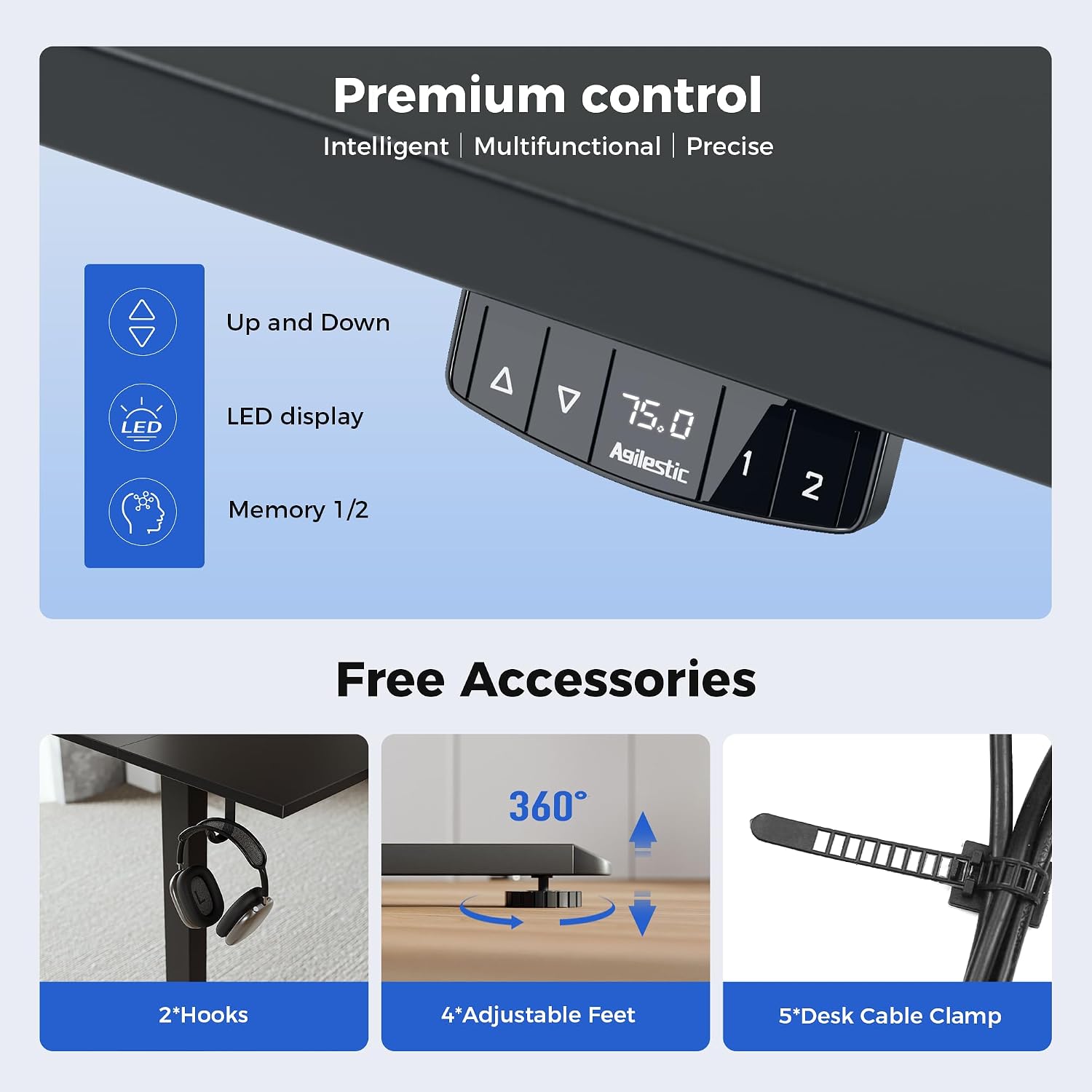 Thumbnail 5 de Agilestic Electric Standing Desk 100×60 cm