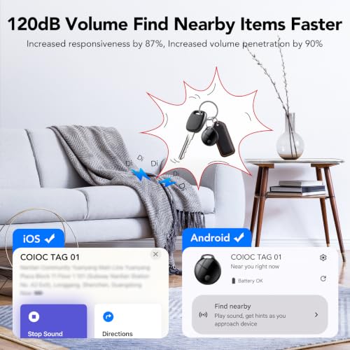 Detalle de Smart Tag 4 Pezzi per Android e iOS di coioc – Tracker Bluetooth con suono 120 dB, IP67, senza abbonamento