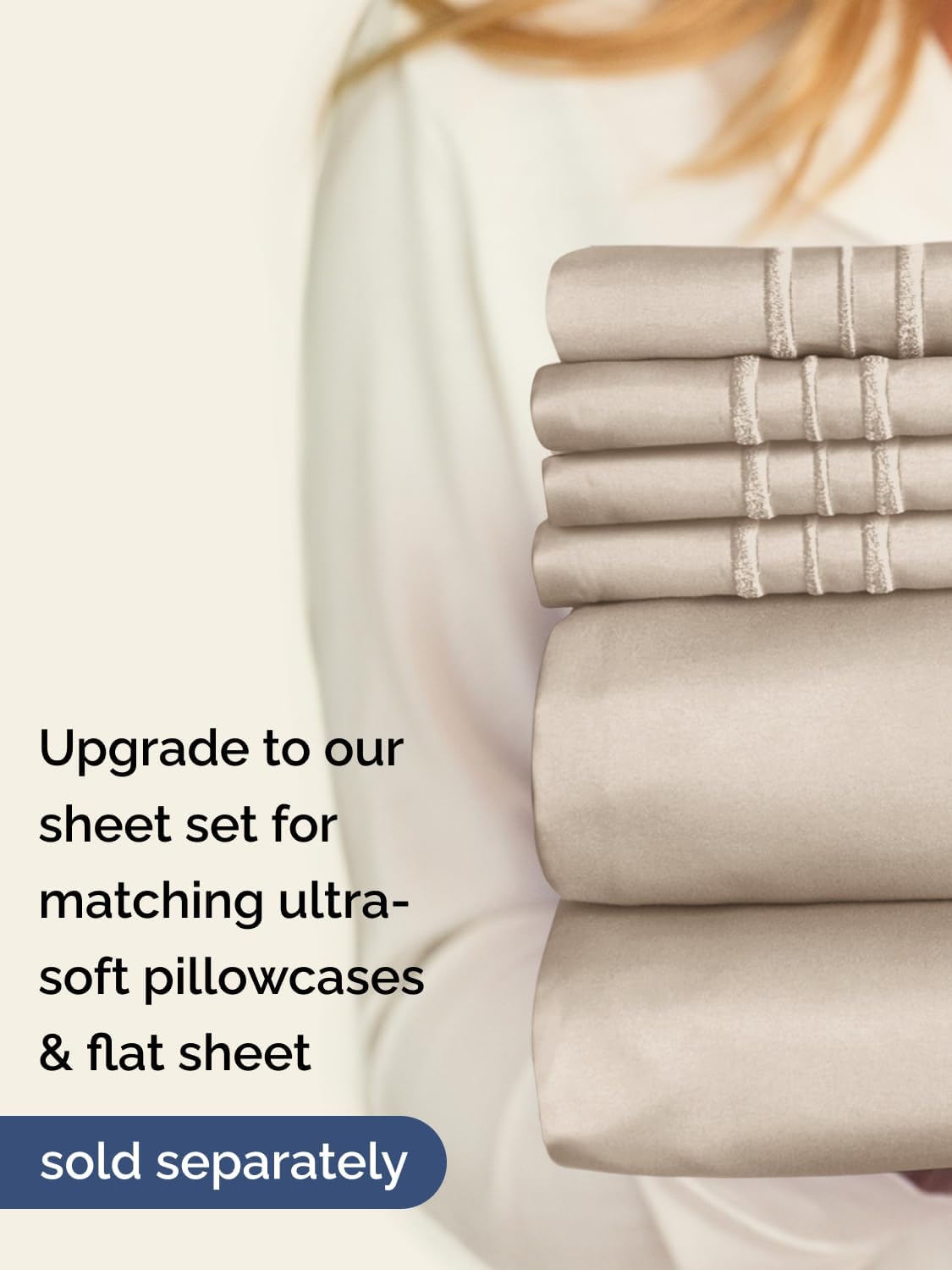 Thumbnail 6 de Extra Deep King Fitted Sheet - Hotel Luxury Wheat, 18”–24” Deep Pockets