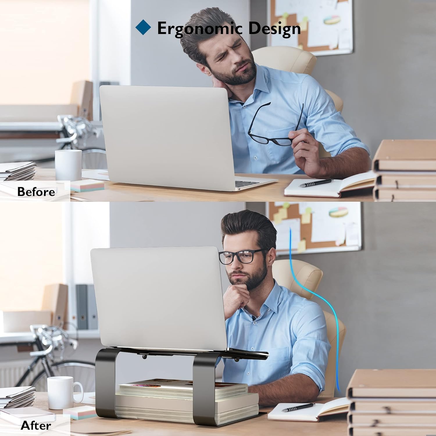 Detalle 2 de BONTEC Ergonomischer Laptop‑Ständer für 10–17,3" Laptops