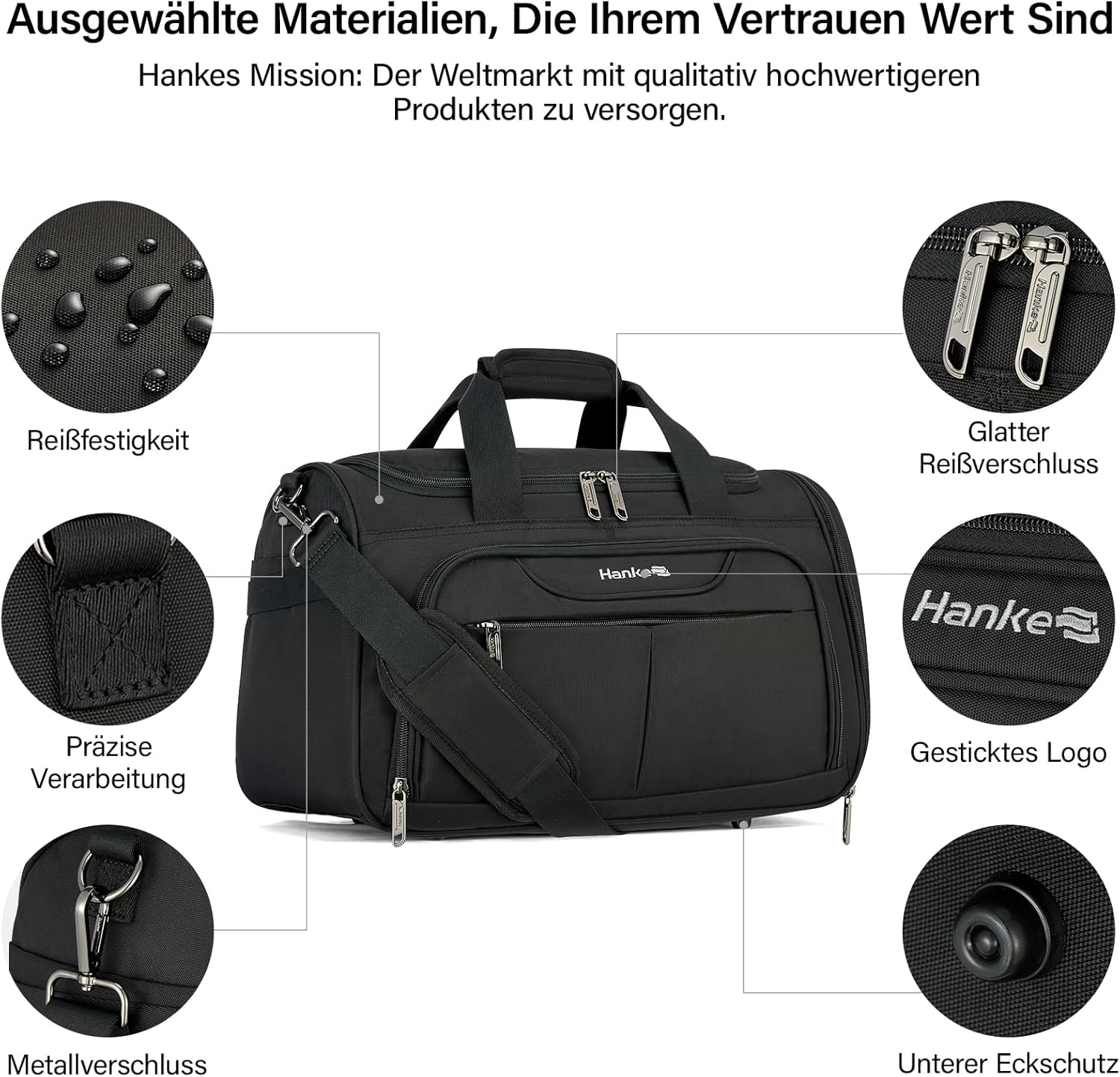 Detalle de Hanke 23L Faltbare Reisetasche – Handgepäck, kompakt & flexibel