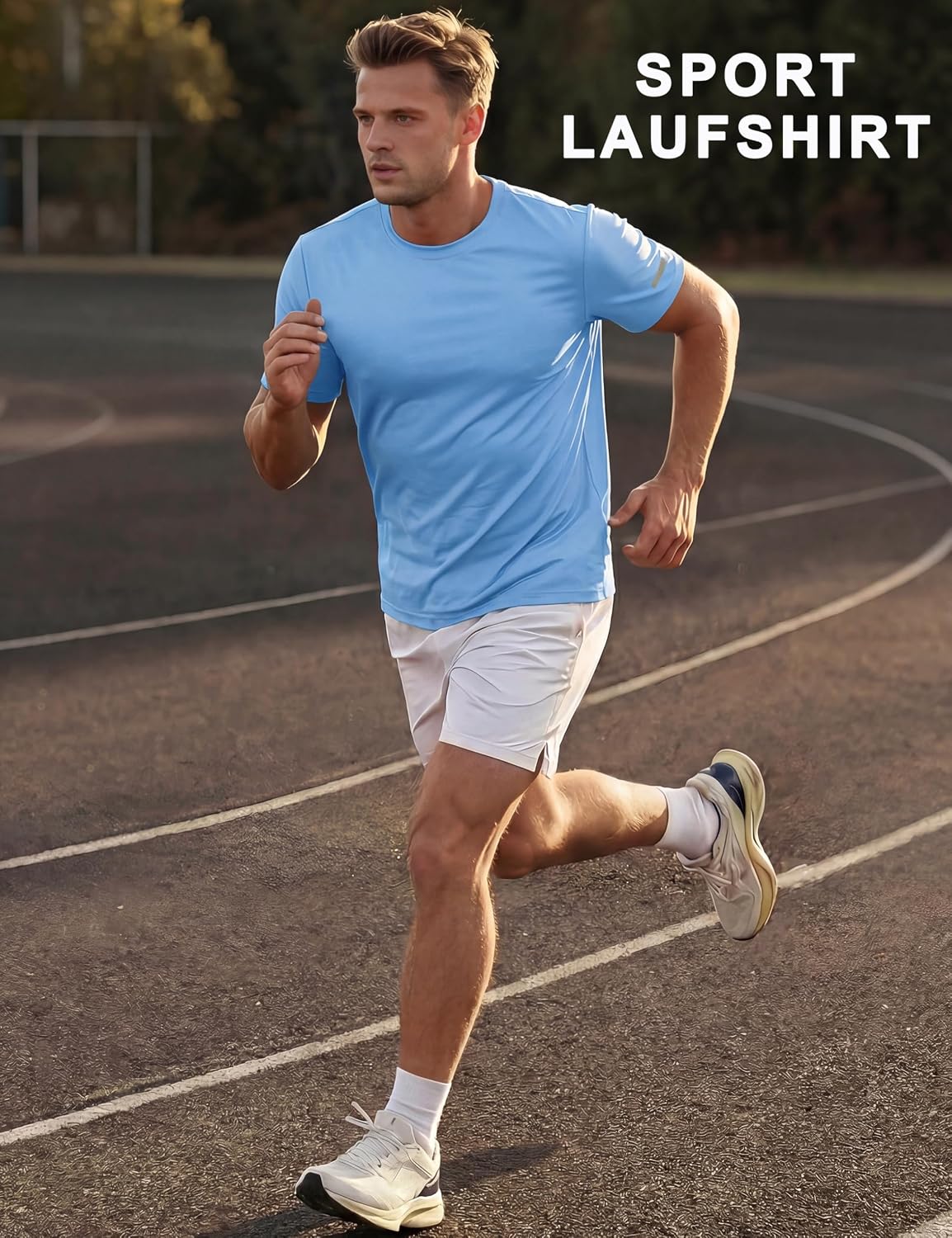 Detalle 2 de MAGCOMSEN Sport T-Shirt Herren UV Kurzarm – UPF50+, atmungsaktiv, reflektierende Streifen