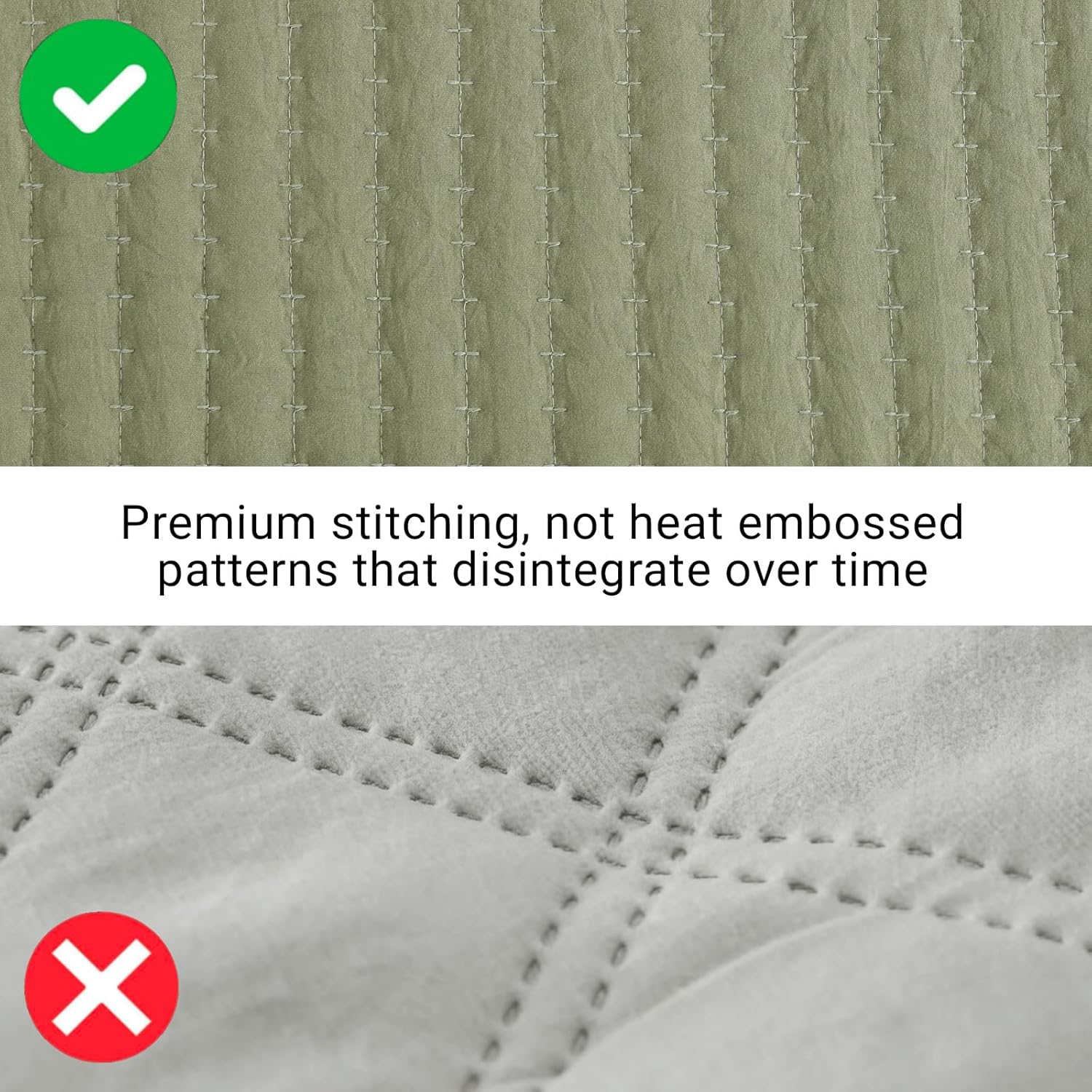 Detalle de WRENSONGE King Size Quilt 3-Piece Lightweight Bedding Set in Olive Green