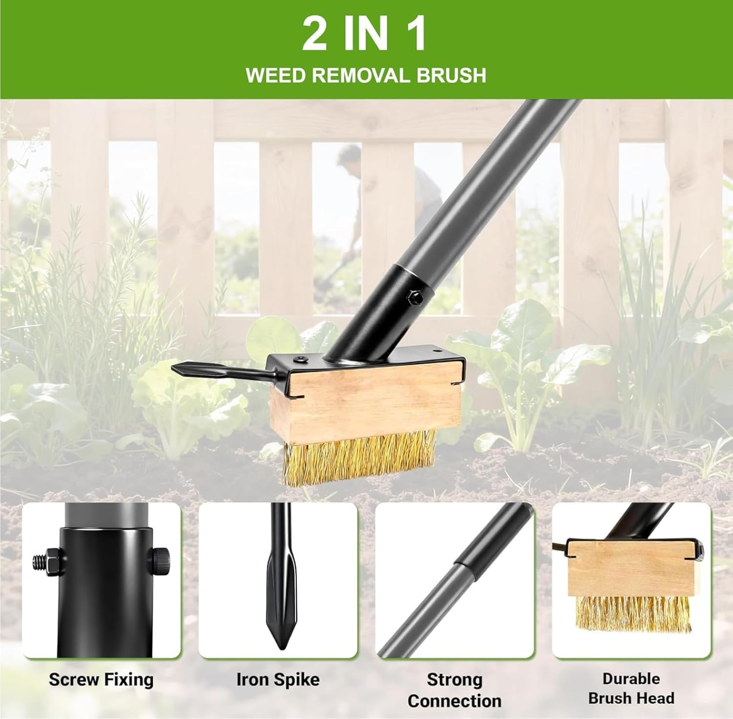 Thumbnail 1 de Draome Weed Removal Brush & Moss Remover Tool Set – 2 Sets with Replaceable Heads and 63" Reach