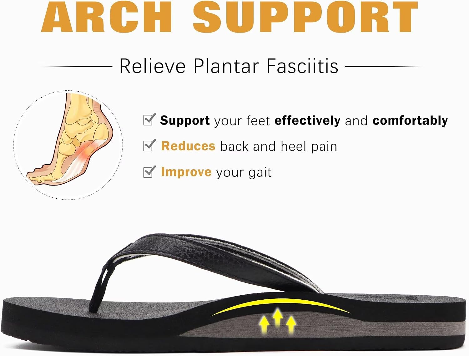 Thumbnail 3 de KuaiLu Arch Support Flip Flops 1 Pair
