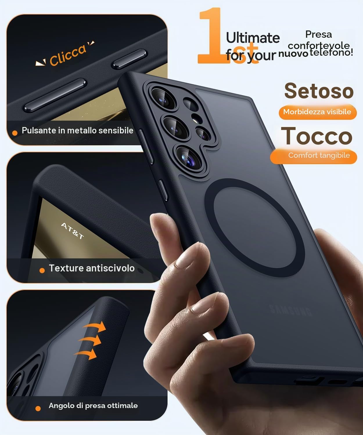 Thumbnail 6 de CANSHN Custodia Magnetica per Samsung Galaxy S24 Ultra 6.8" – Protezione fotocamera a copertura totale, TPU/PC, Nero opaco