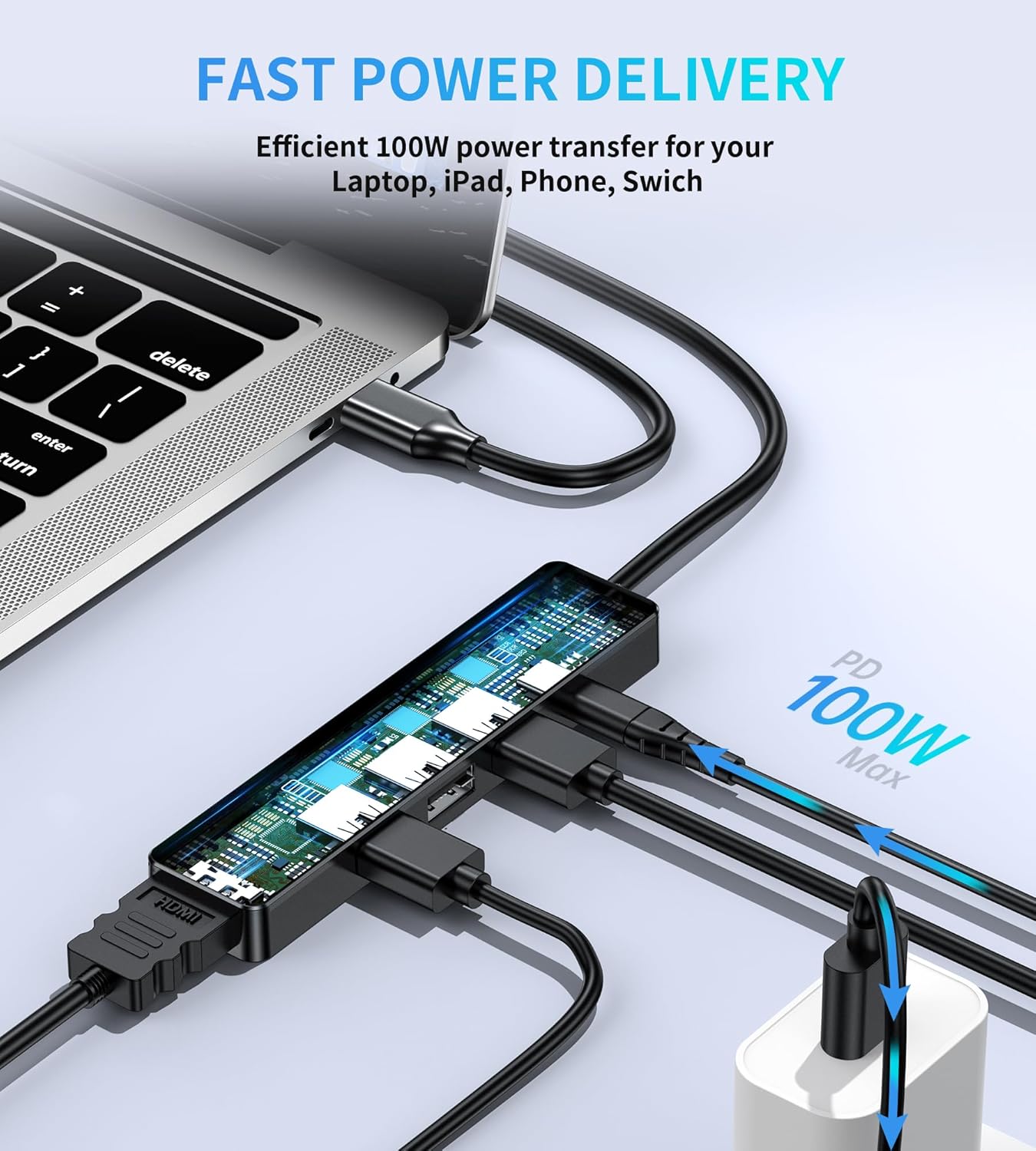 Thumbnail 2 de BHHB M80 Hub USB‑C 5 in 1 con HDMI 4K e PD 100W 🔌