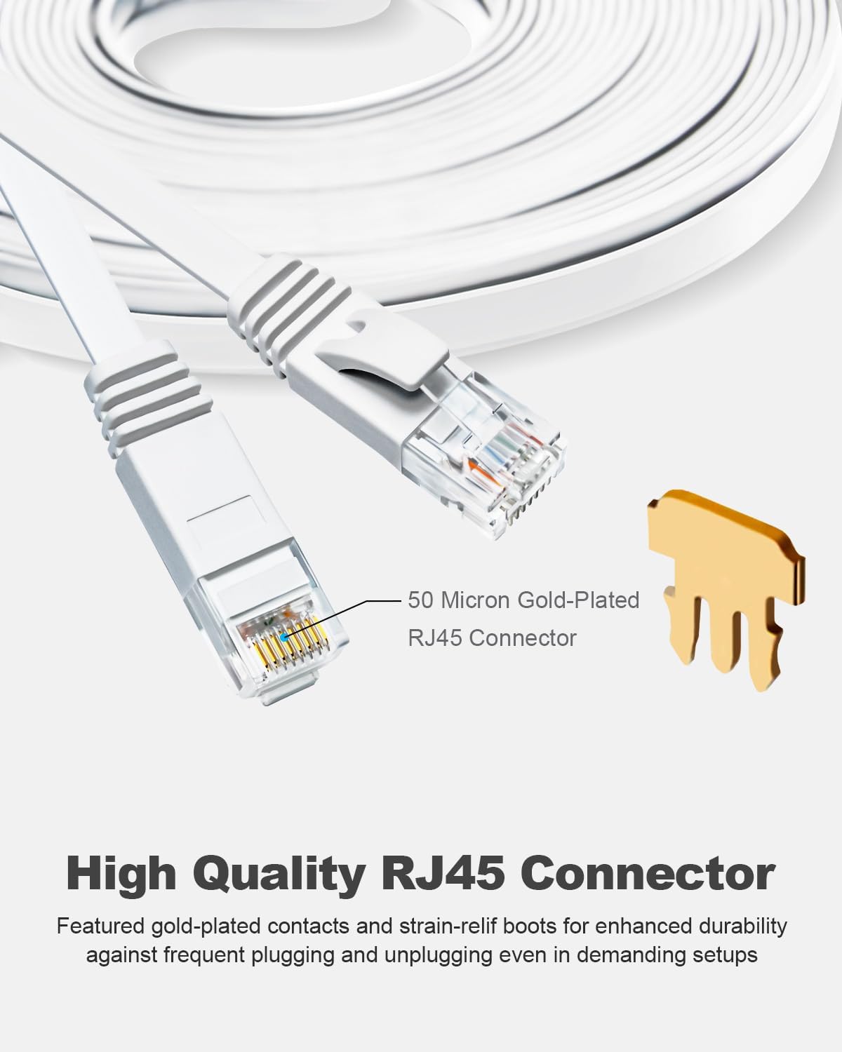Thumbnail 5 de Yauhody 20m CAT6 Ethernet Cable | Pure Copper, Flat, Snagless RJ45 Connectors