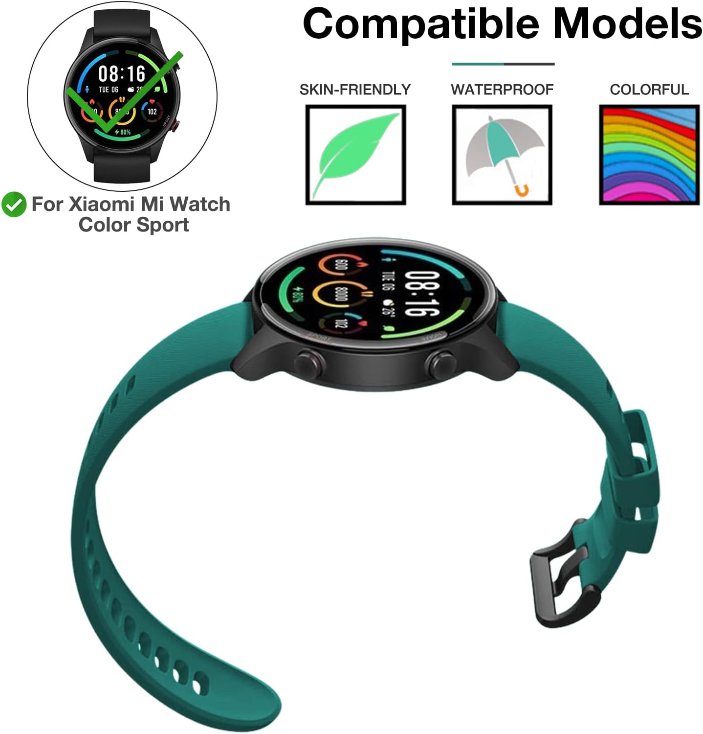 Thumbnail 1 de YHC Strap for Xiaomi Mi Watch (22mm) – 22mm Width Silicone Replacement Strap for Mi Watch Color Sport