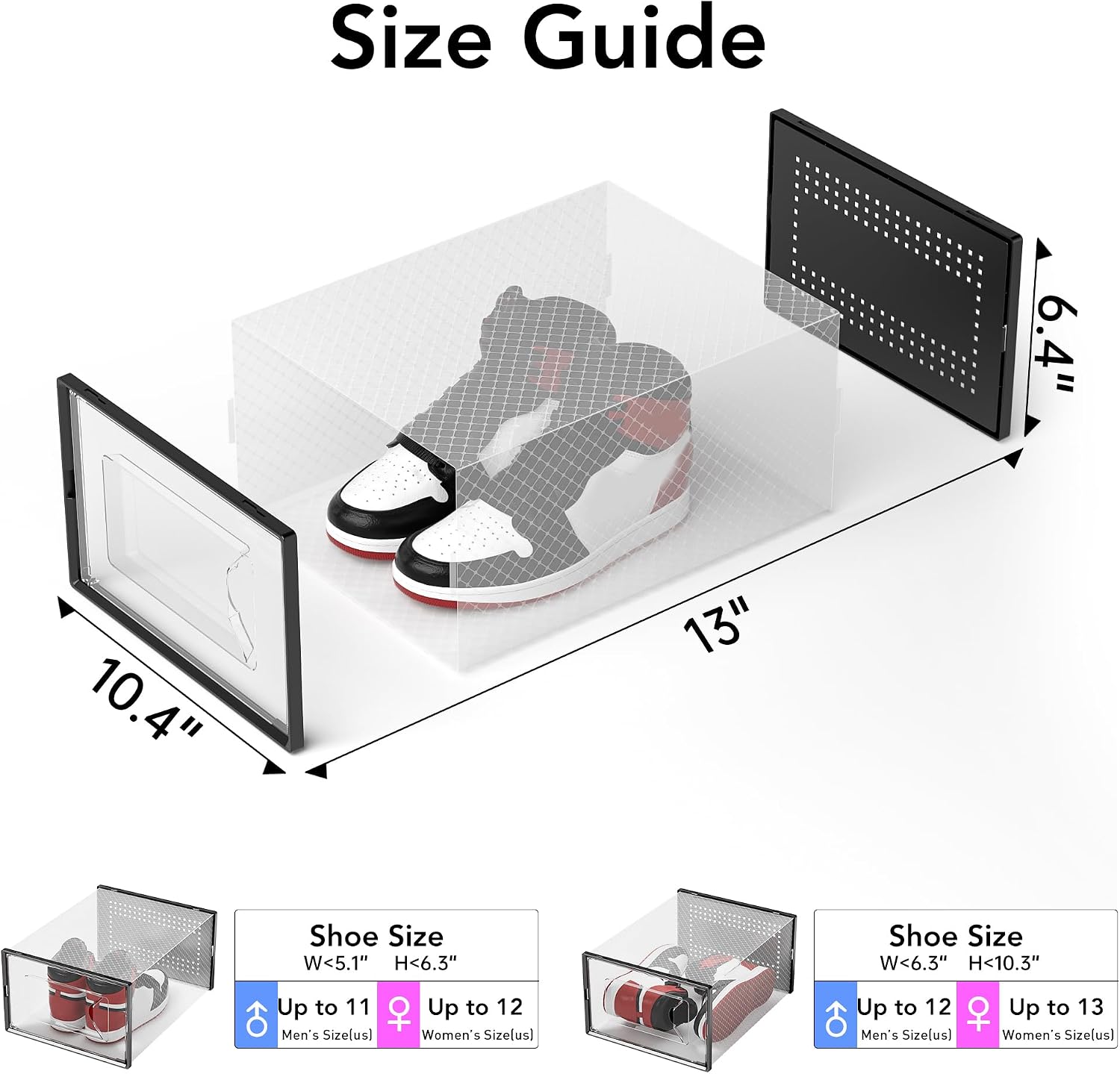 Detalle 2 de Foluck X-Large 15-Pack Clear Stackable Shoe Storage Boxes