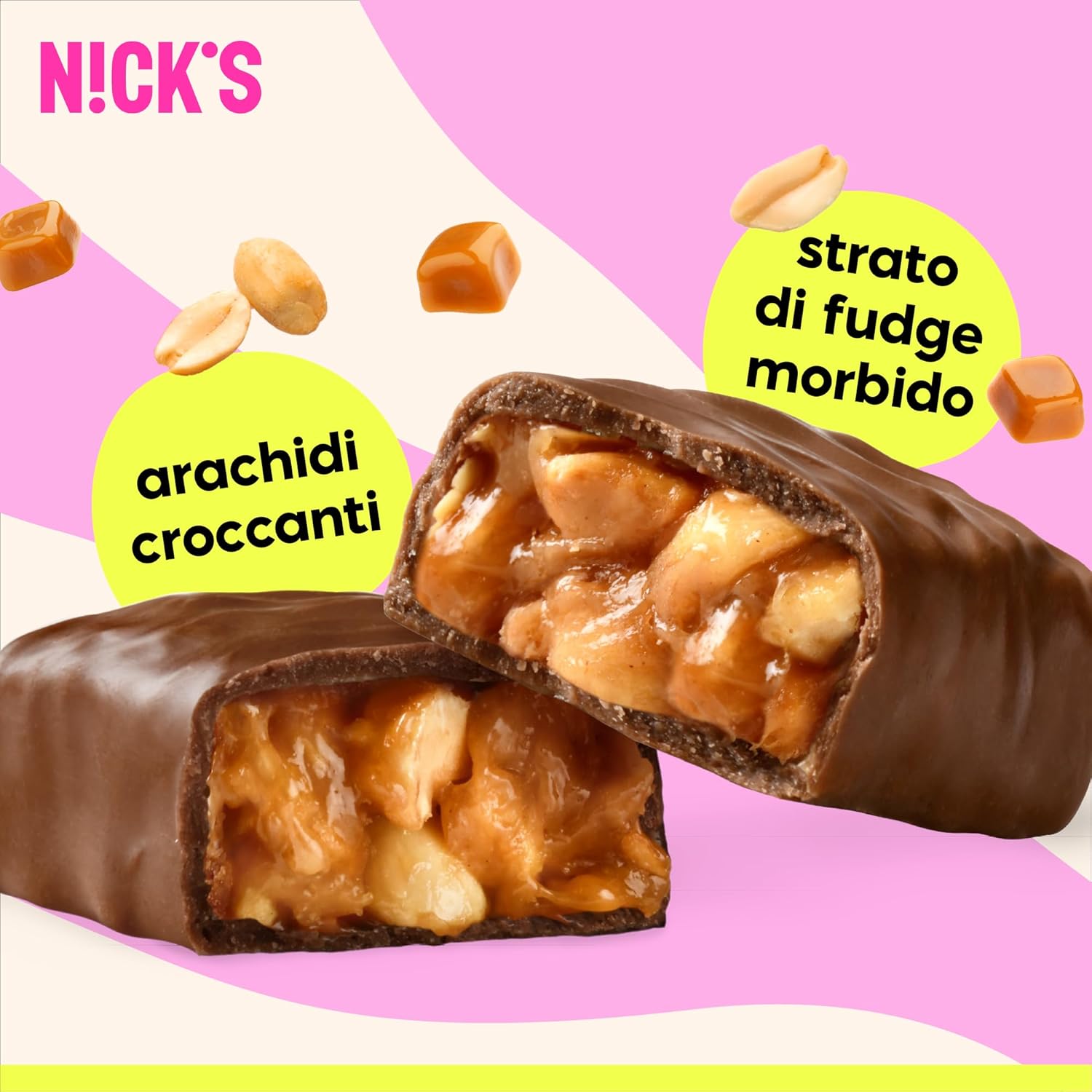 Thumbnail 5 de NICKS Keto Bar Peanuts n’ fudge: barrette al cioccolato al latte con arachidi e caramello, senza glutine (15x40 g)
