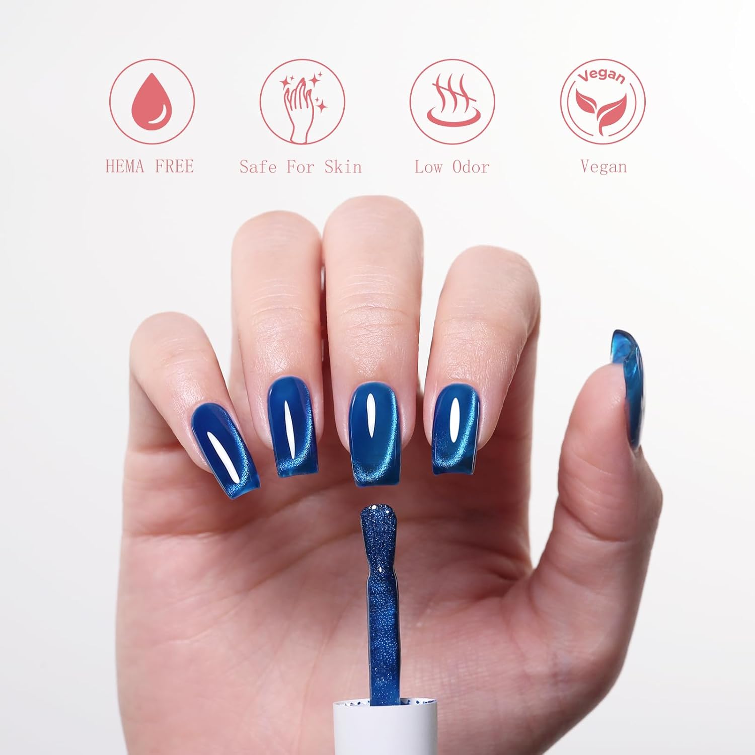 Thumbnail 4 de Firedeep 10 ml HEMA-freier blauer Katzenaugen-Gellack mit Magnet, UV/LED – Marineblau mit Glitzer