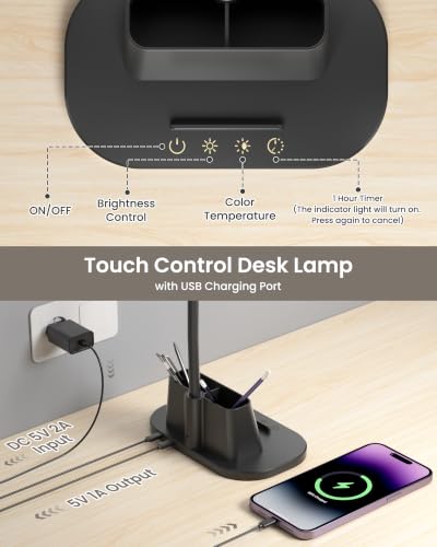 Detalle de Ylatoial Flexo Escritorio de Doble Cabezal, 25 Modos – Iluminación amplia y ajustable para tu escritorio