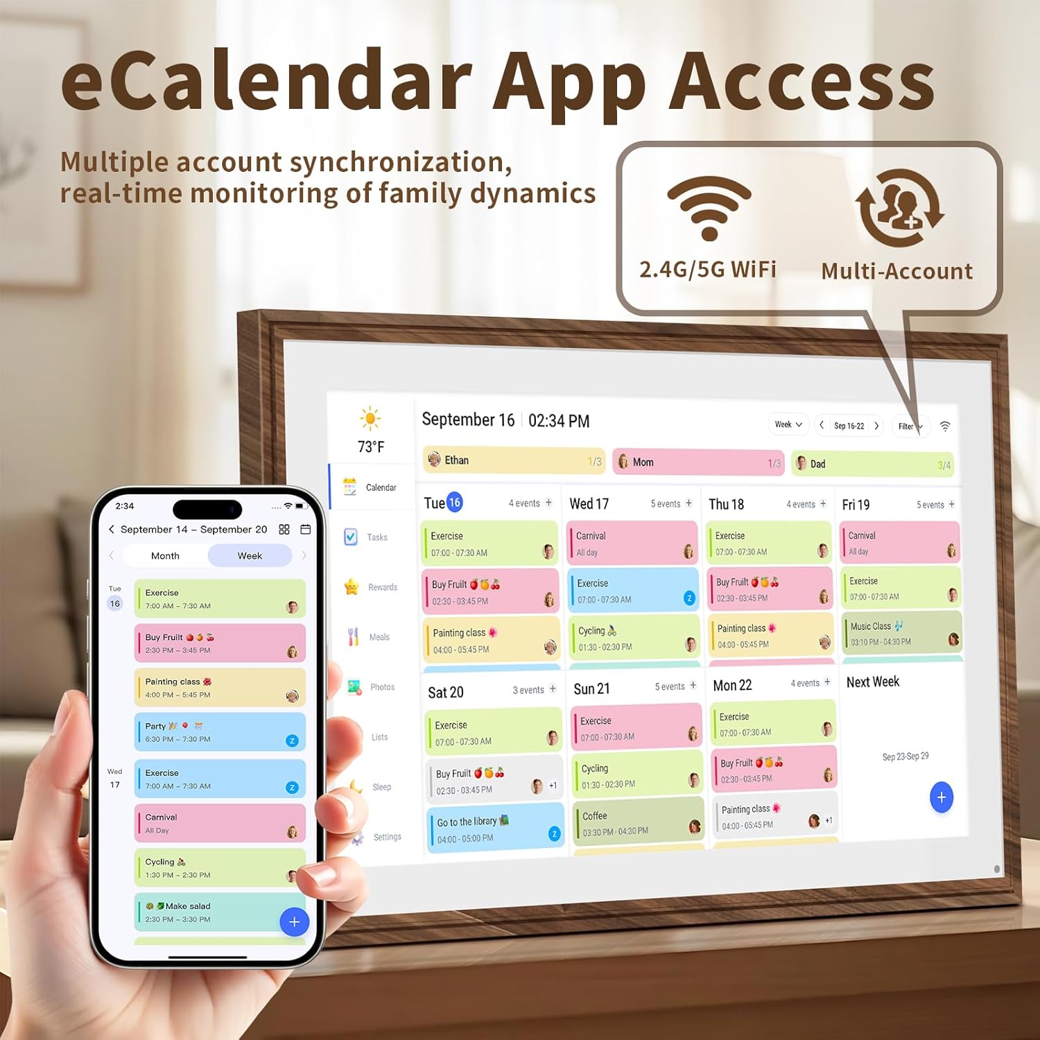 Thumbnail 4 de 21.5-Inch Digital Calendar Chore Chart with Touchscreen (Full HD) — Wall & Desk Family Planner