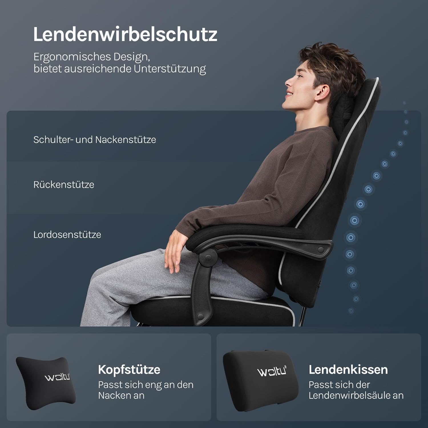 Thumbnail 4 de WOLTU Gaming Stuhl Stoff 150 kg Ergonomisch