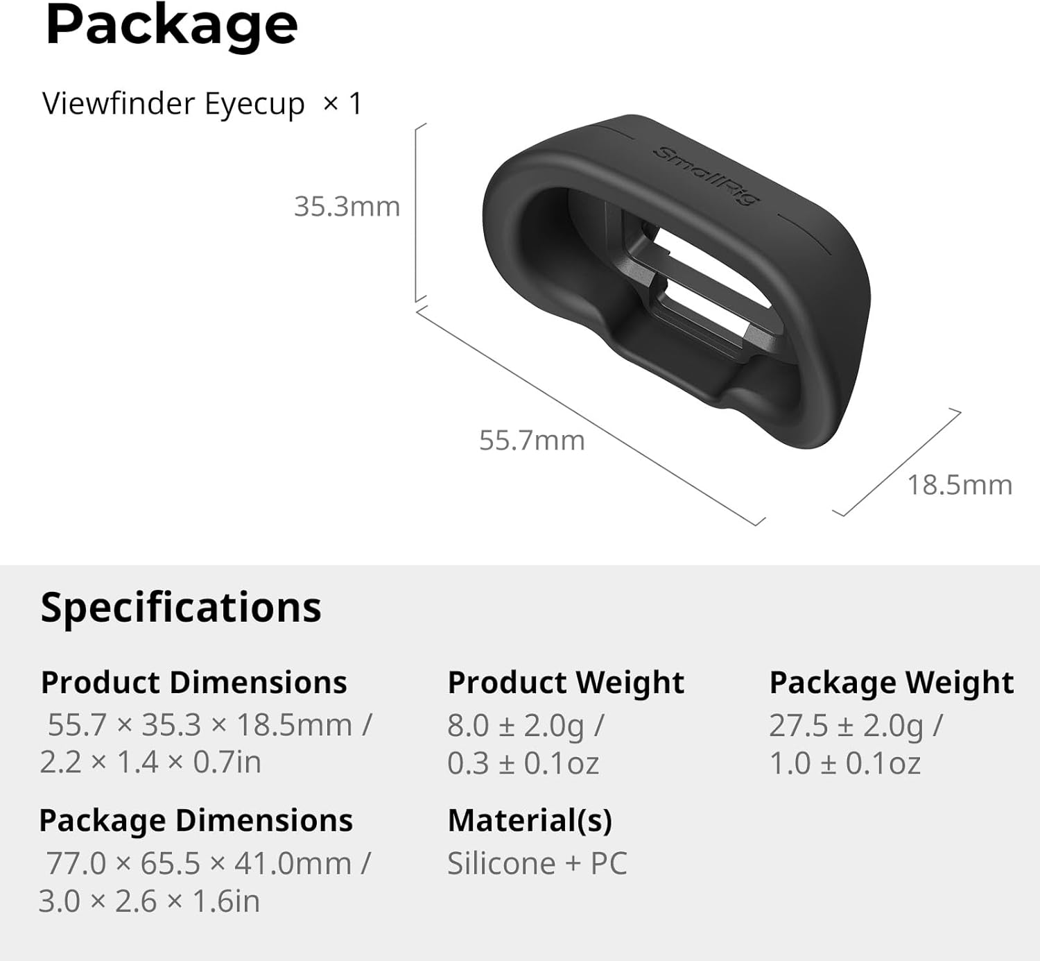 Thumbnail 5 de SMALLRIG Kamera-Sucher-Augenmuschel 5255 für Sony Alpha 7 V/7 IV/7S III/7R V/9 III/Alpha 1/1 II